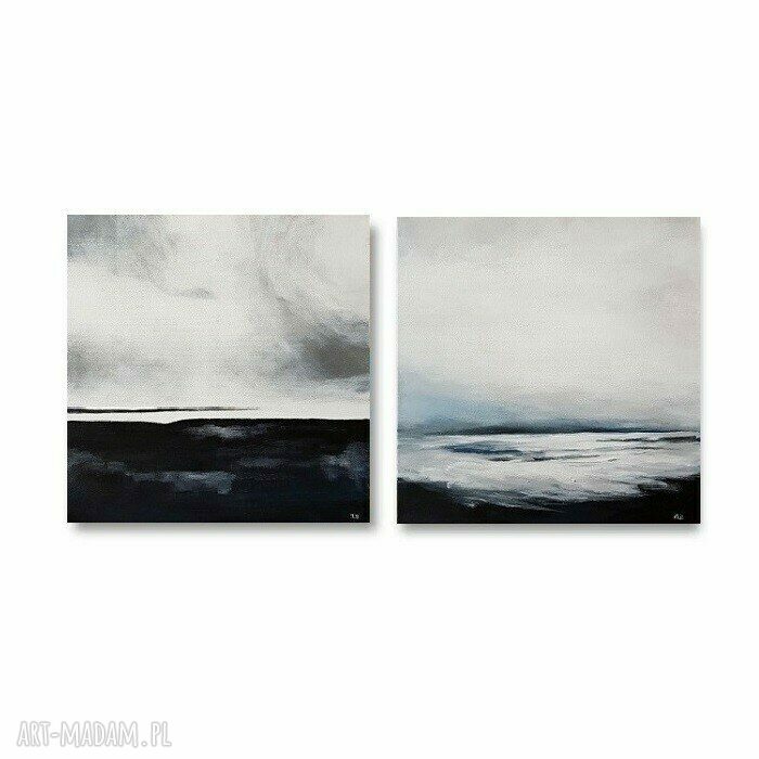 Dwa pejzaże akrylowe w kwadracie 40x40 cm (zestaw 2 szt.)