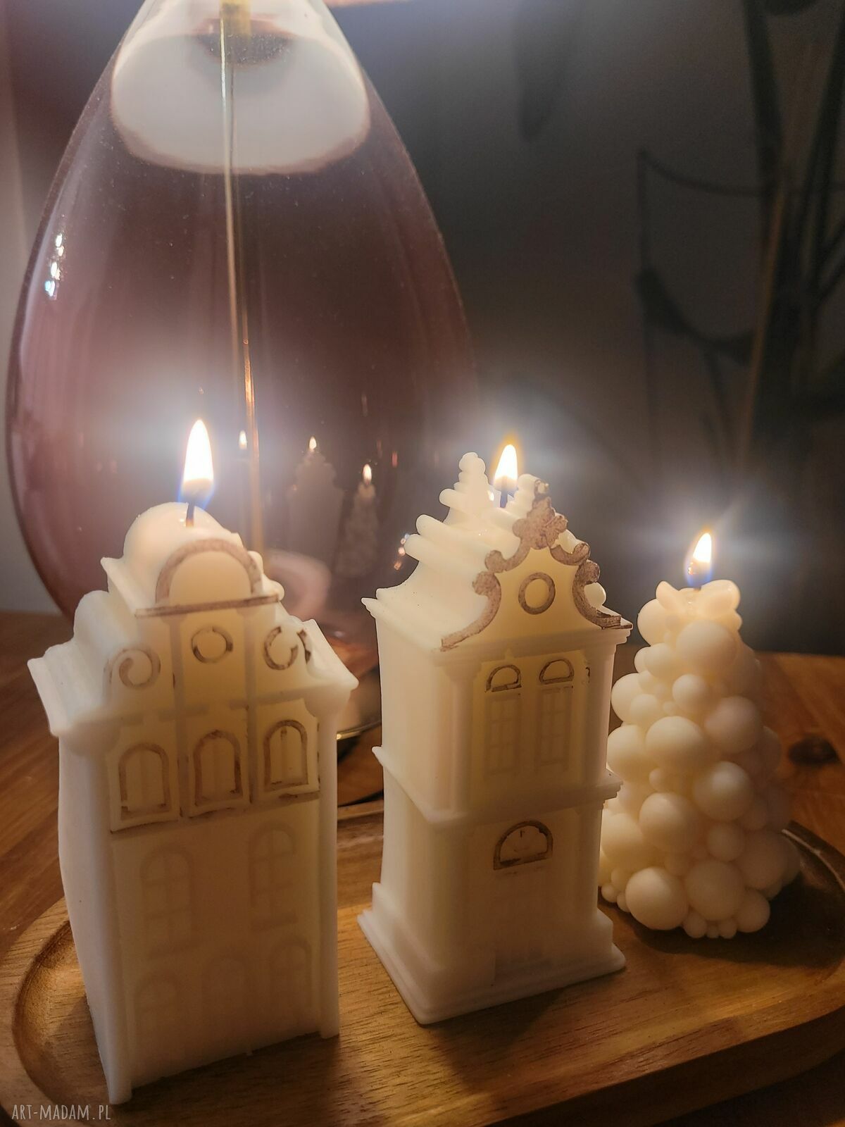 Zestaw dwóch świec sojowych Domki - bożonarodzeniowy prezent handmade