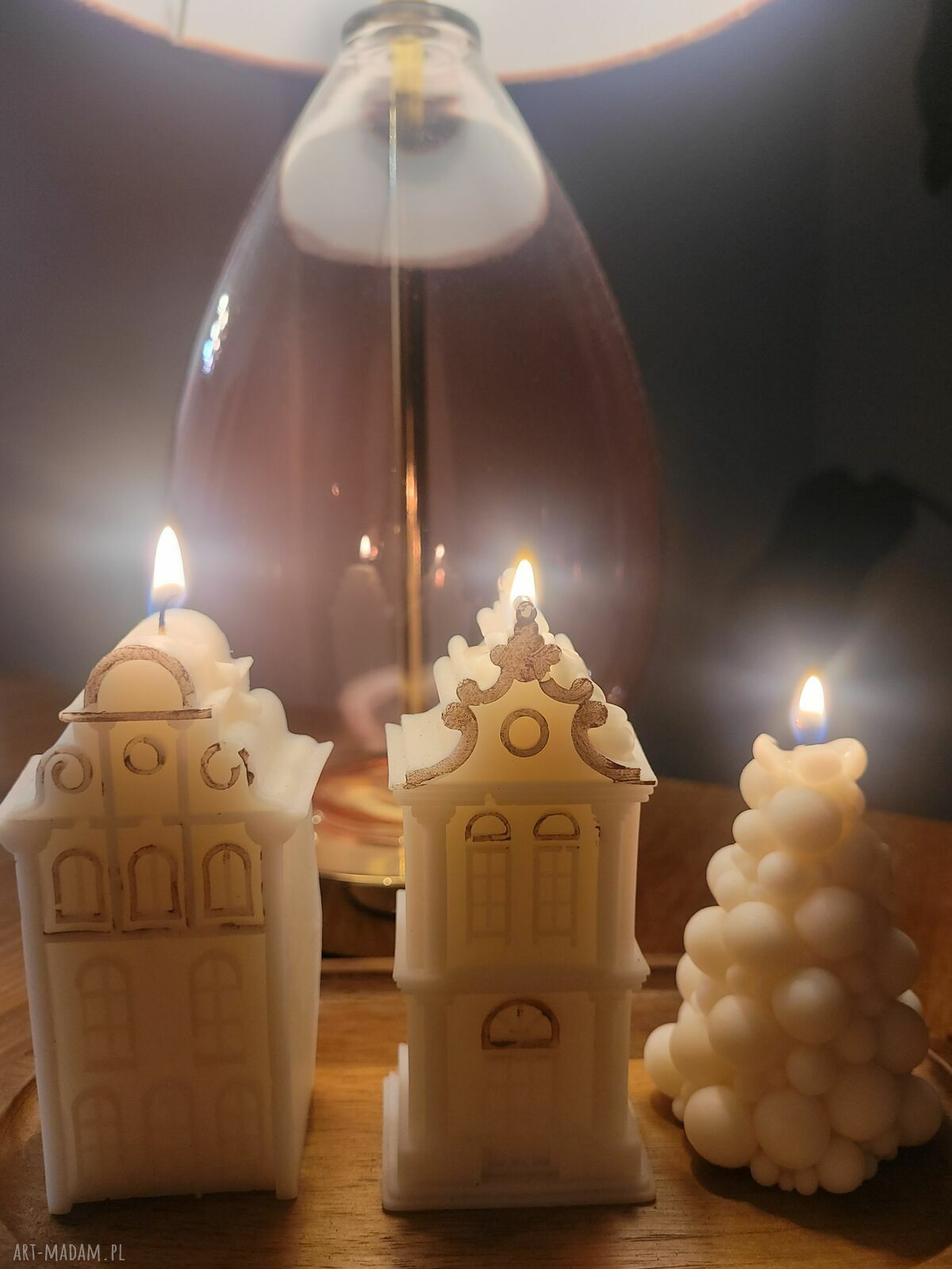 Zestaw dwóch świec sojowych Domki - bożonarodzeniowy prezent handmade