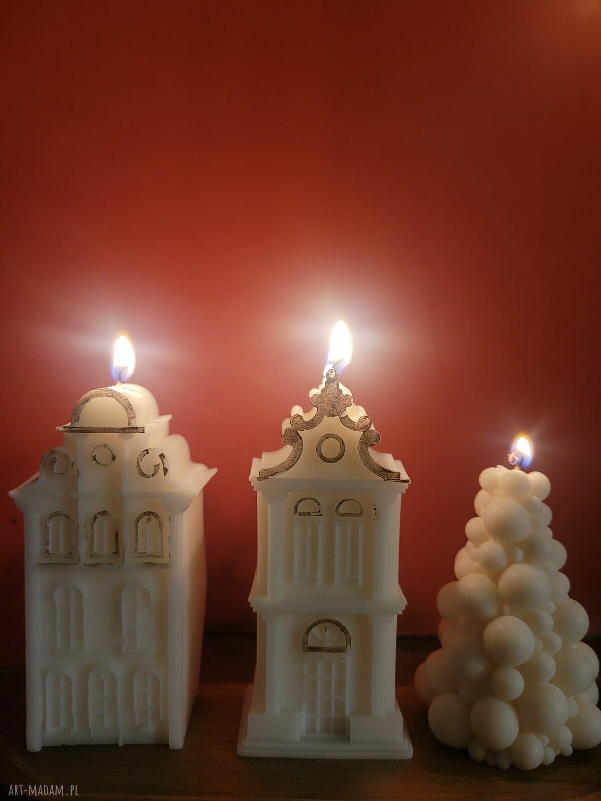 Zestaw dwóch świec sojowych Domki - bożonarodzeniowy prezent handmade