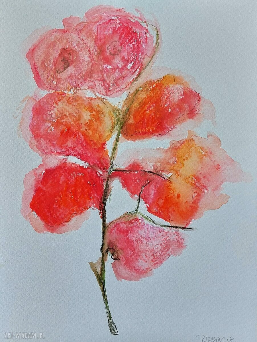 Kwiaty - komplet dwóch akwarel 18 x 24 cm