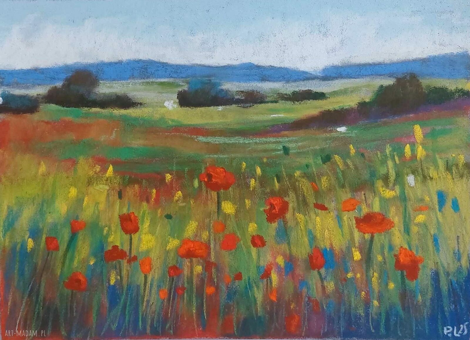 Łąka - dwa obrazy z pasteli suchymi 18x24 cm