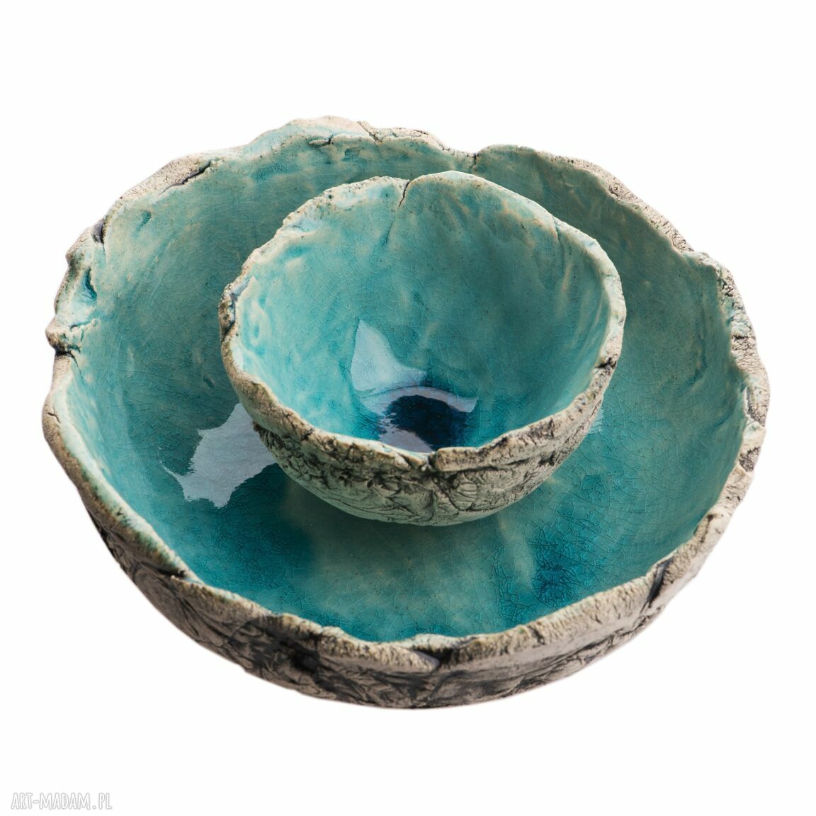 Dwie miseczki ceramiczne - zestaw handmade z jasnej gliny