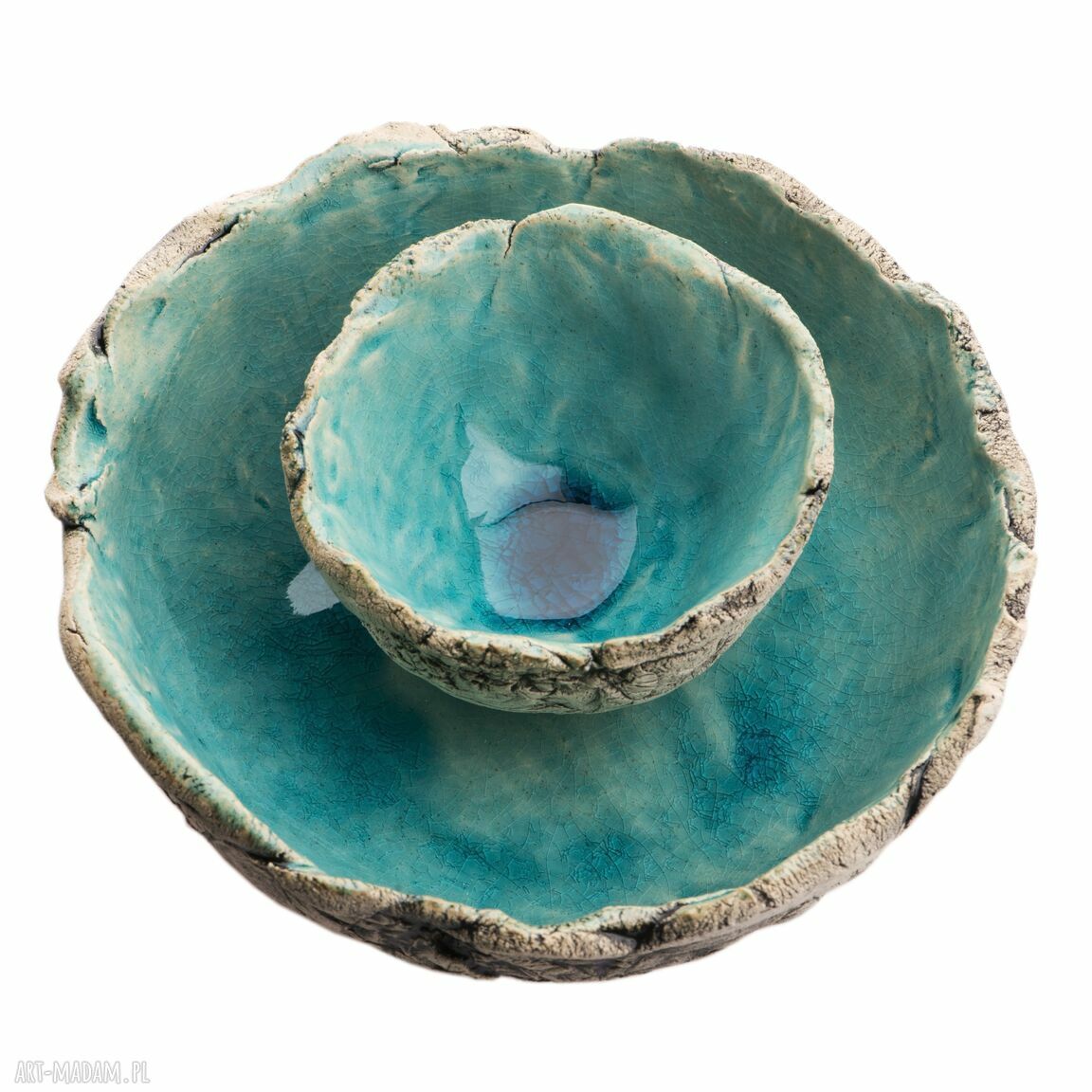 Dwie miseczki ceramiczne - zestaw handmade z jasnej gliny