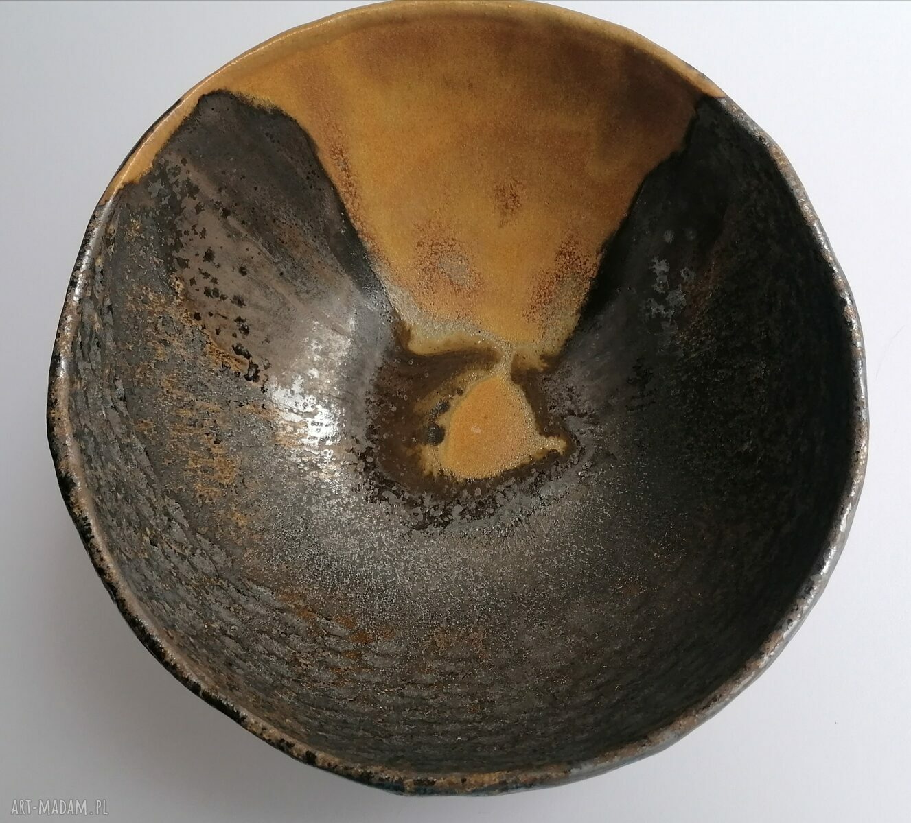 Dwie misy ceramiczne na bogato - miedź, złoto i srebro