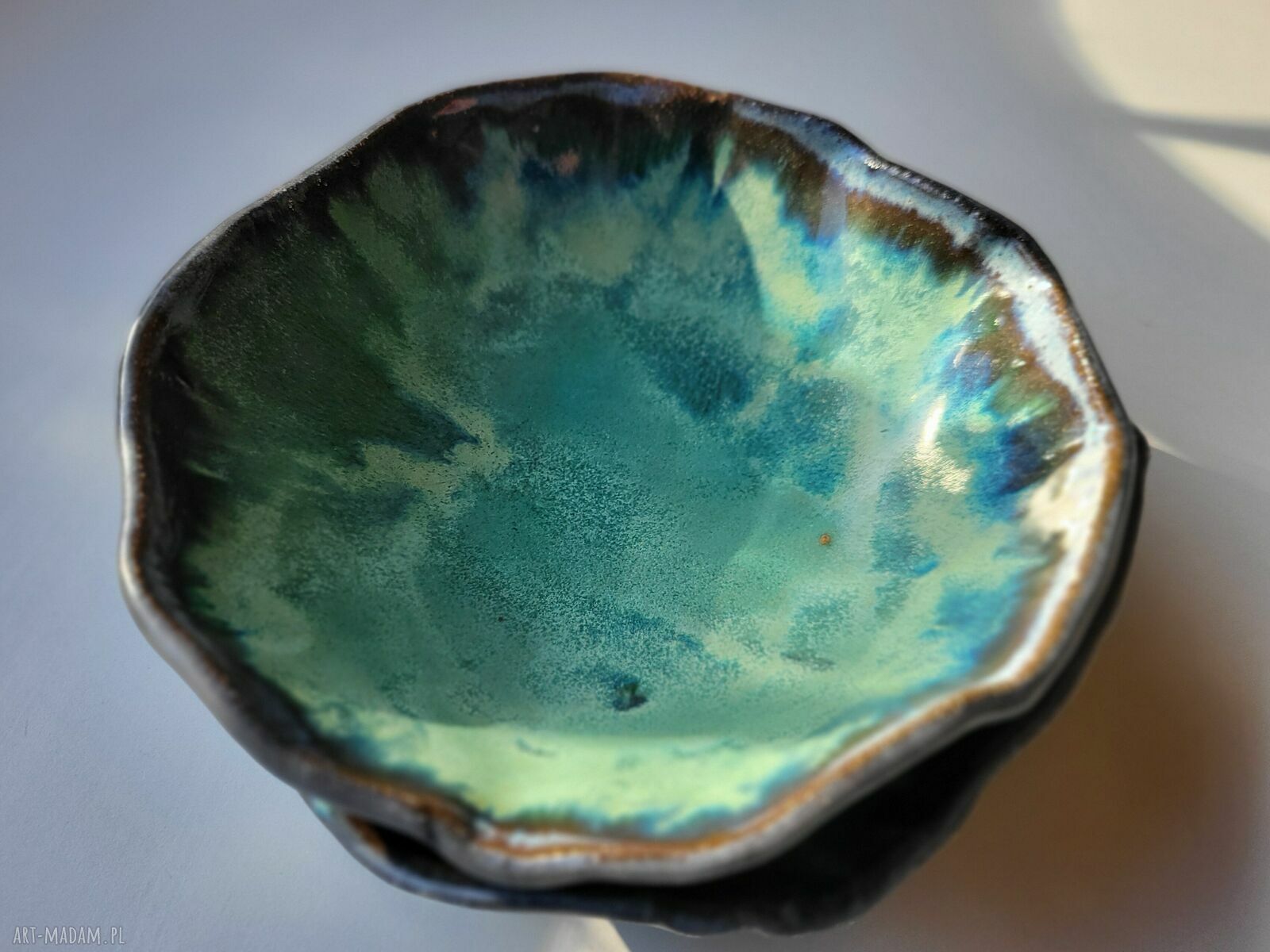Dwie półmiseczki - ręcznie formowane ceramiczne do serwowania i pod biżuterię