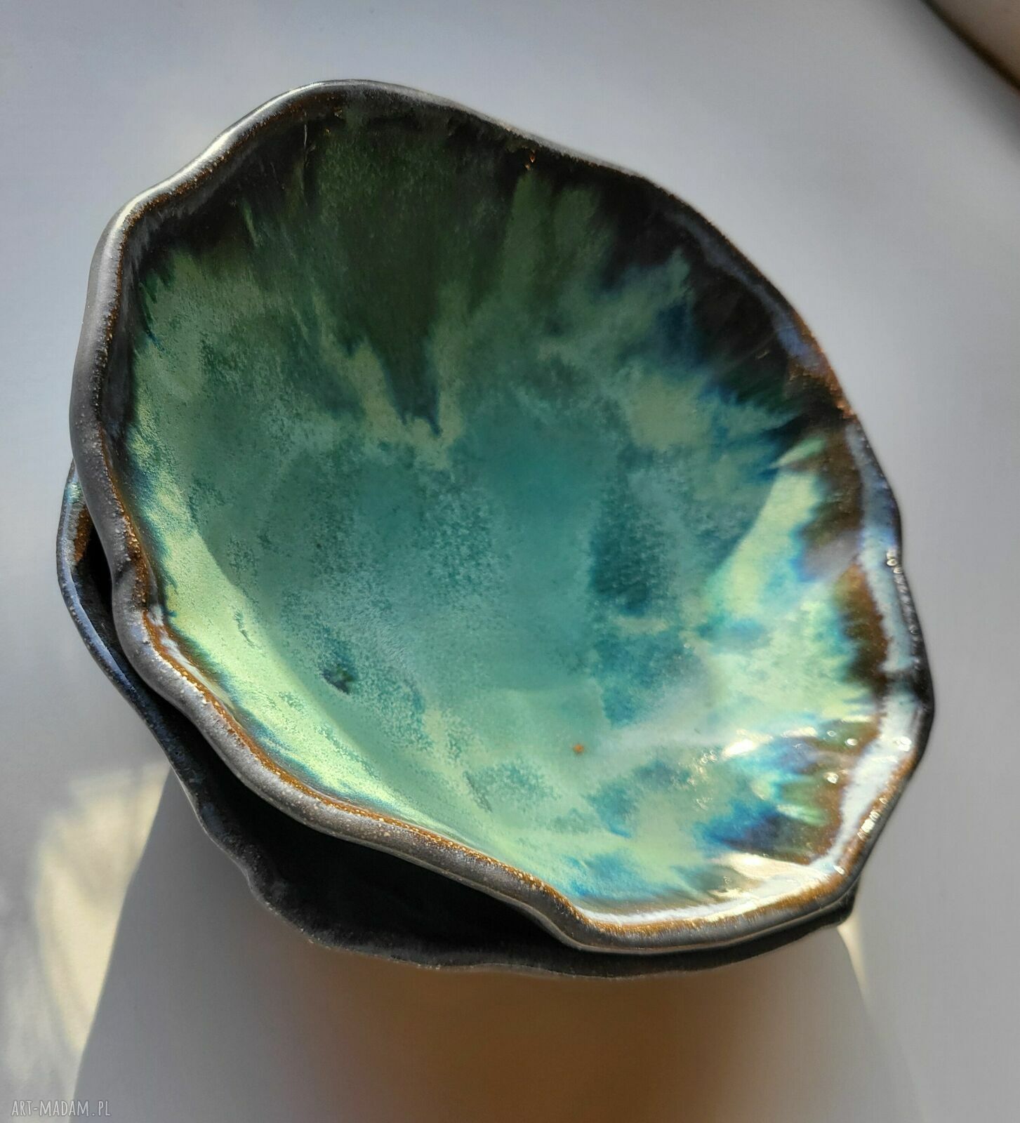 Dwie półmiseczki - ręcznie formowane ceramiczne do serwowania i pod biżuterię