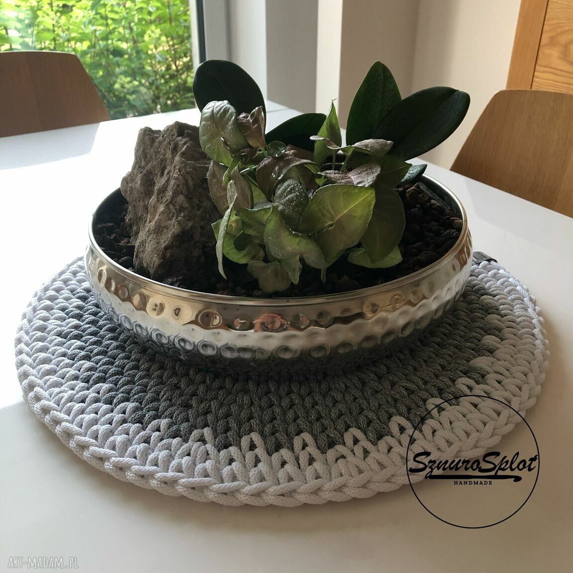 Dwukolorowa podkładka ze sznurka - średnica 45 cm