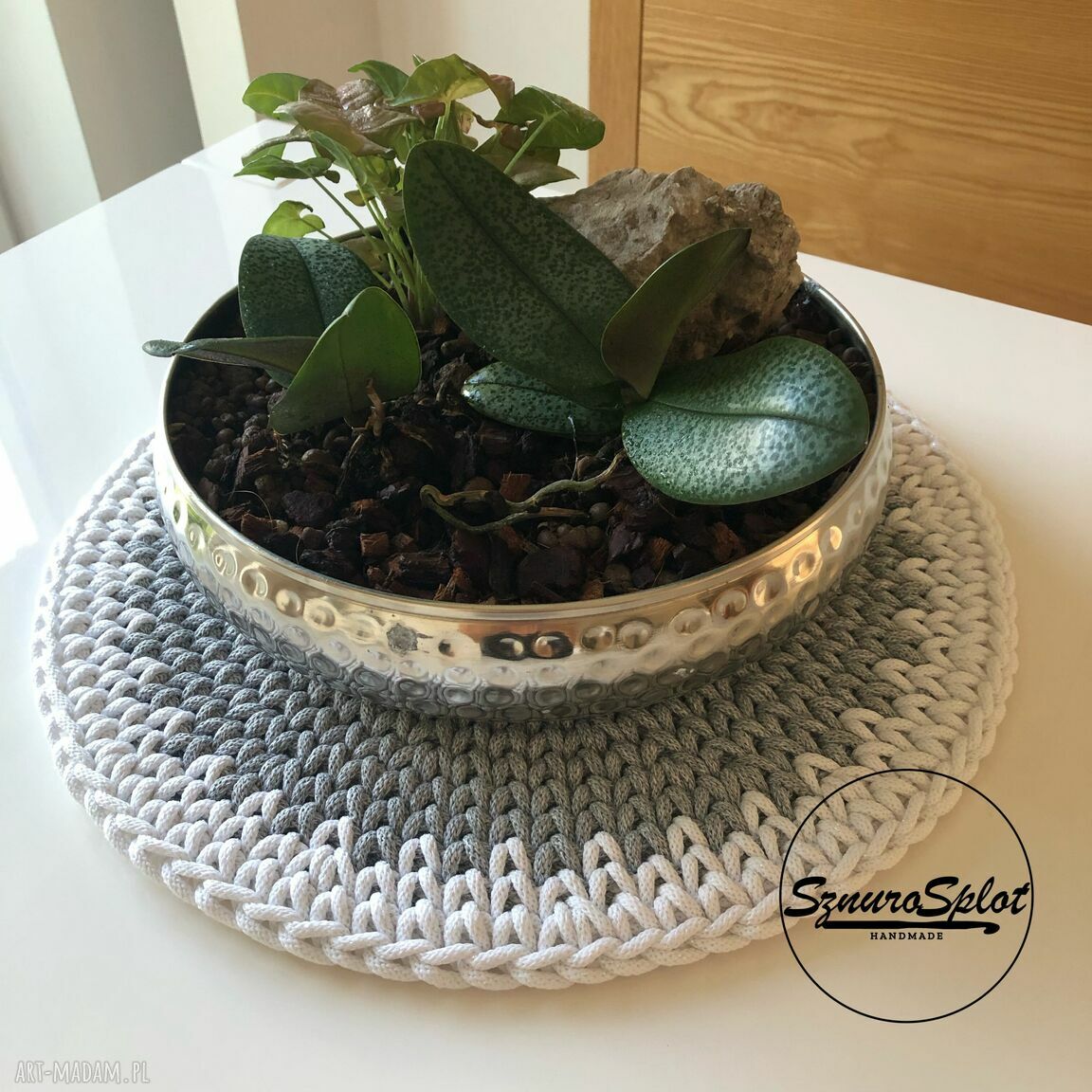 Dwukolorowa podkładka ze sznurka - średnica 45 cm