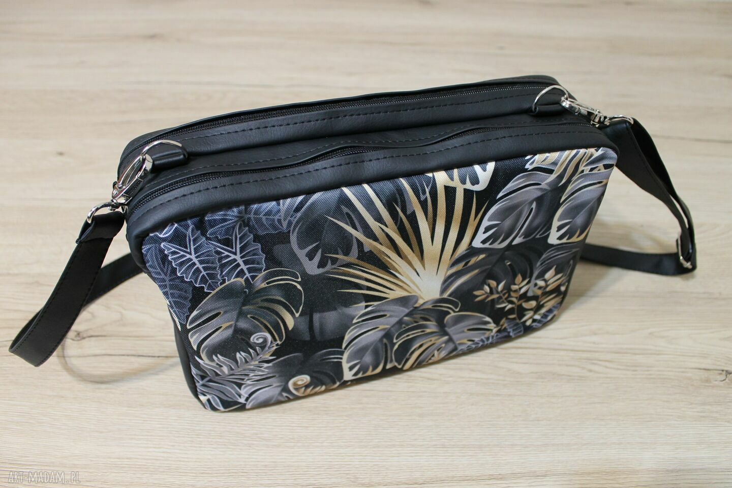 Dwupak - czarny i Monstery - elegancka torebka na ramię handmade