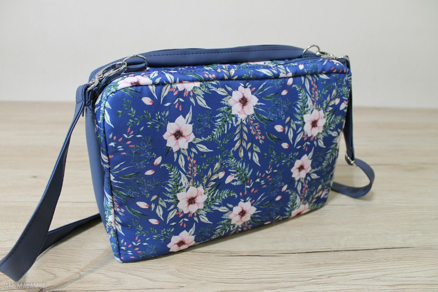 Dwupak polne kwiaty na granacie - torebka na ramię handmade