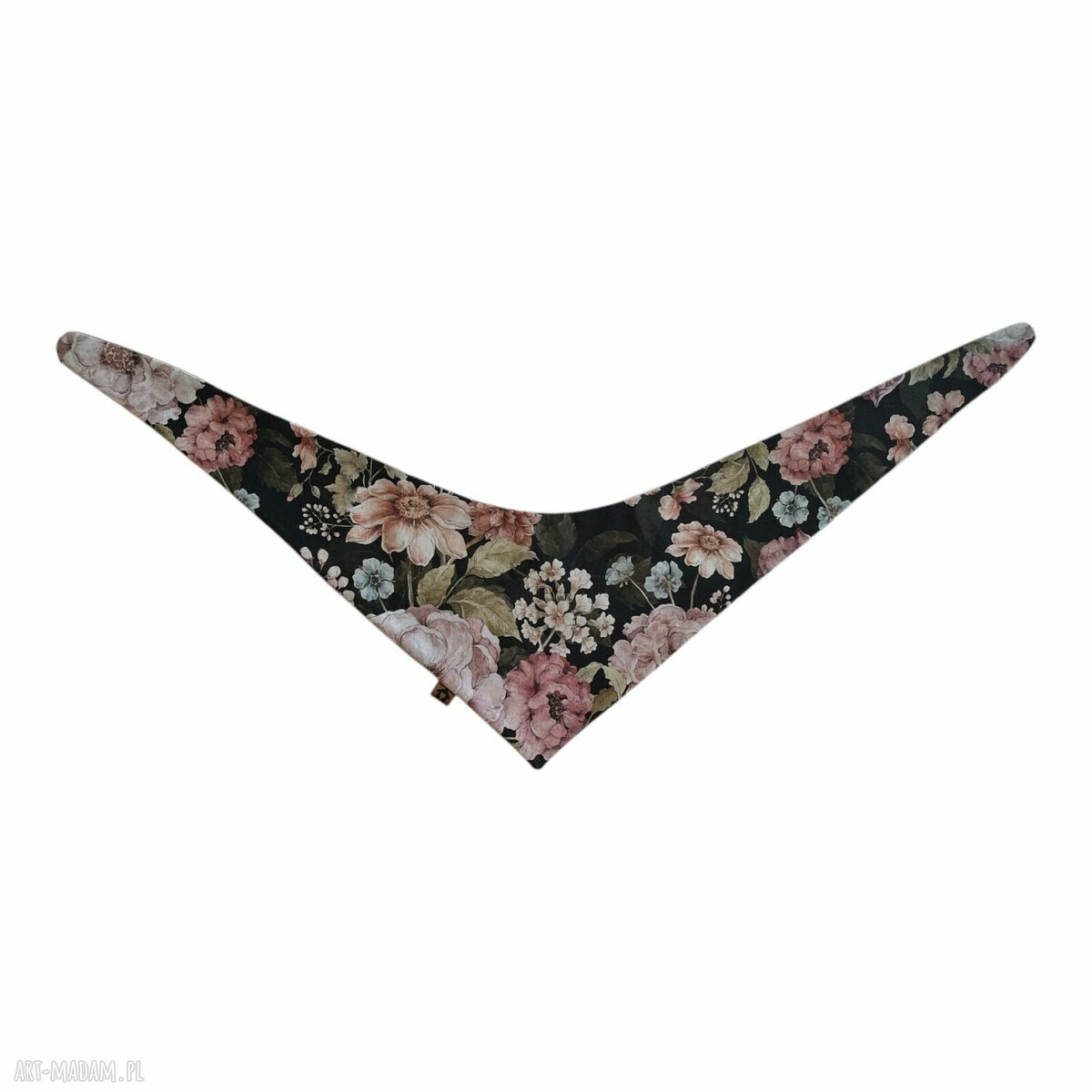 Dwustronna bandana dla psa S w kwiaty na czarnym tle