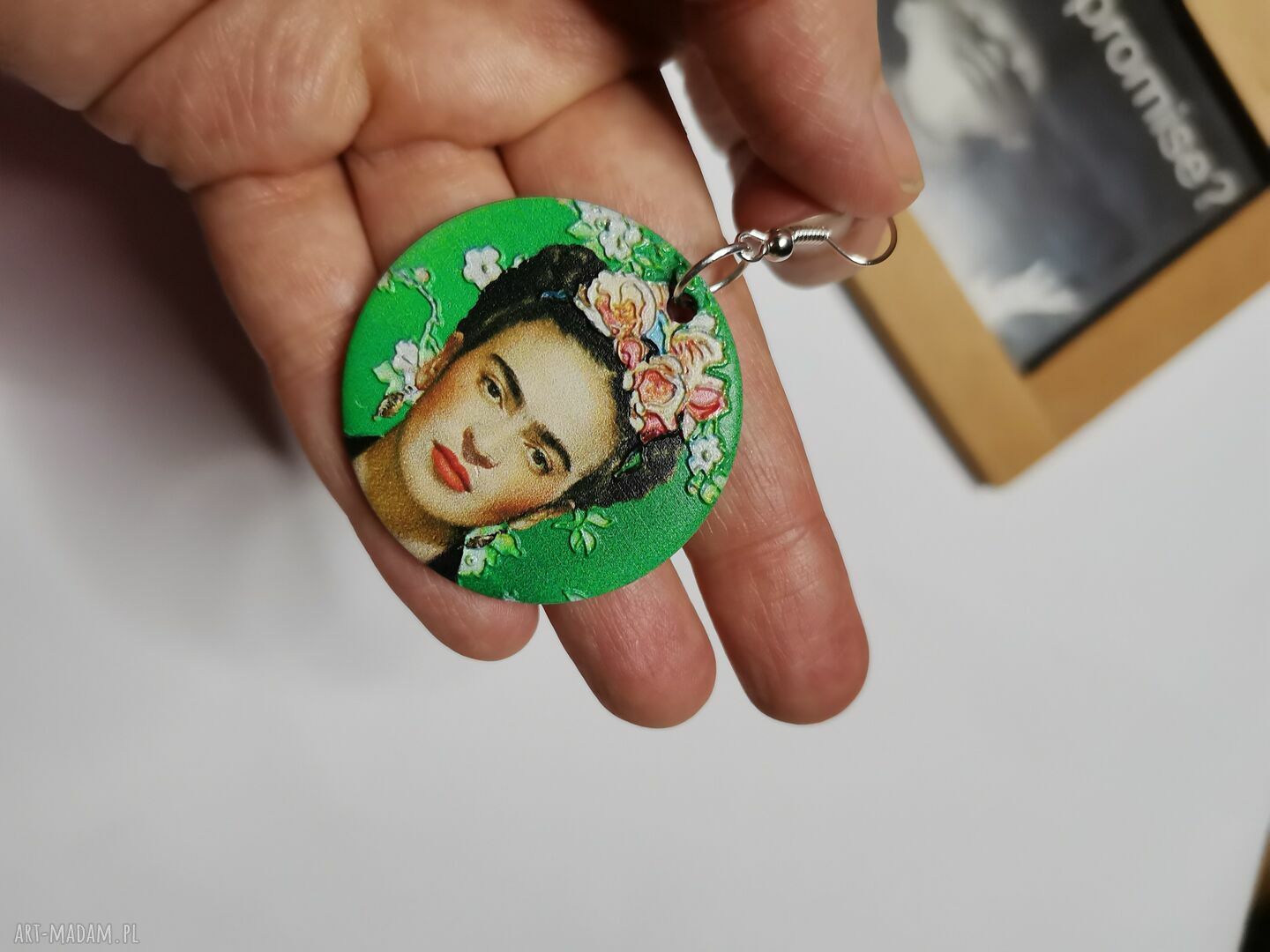 Lekkie kolczyki dwustronne Frida Kahlo w stylu boho - Ruda Klara