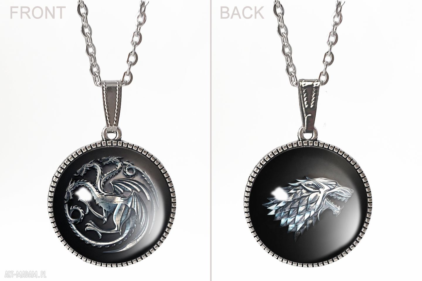 naszyjniki: Dwustronny kulisty medalion Gra o Tron 0240 51SPS HandMade