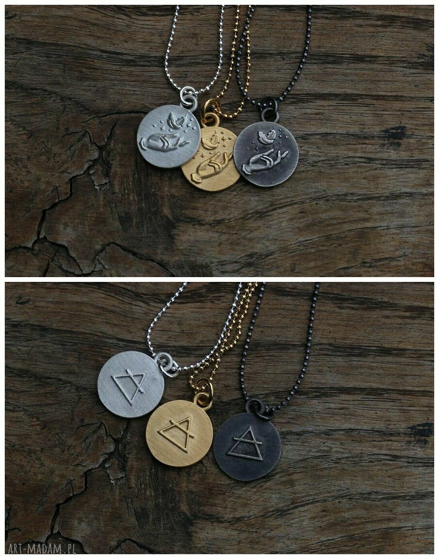 Dwustronny wisiorek z żywiołem powietrza - złocony amulet mocy