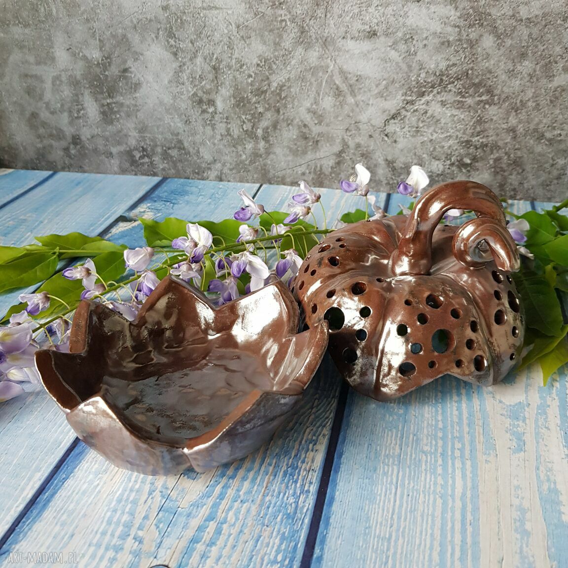 Ażurowa dynia - szkatułka ceramiczna na biżuterię