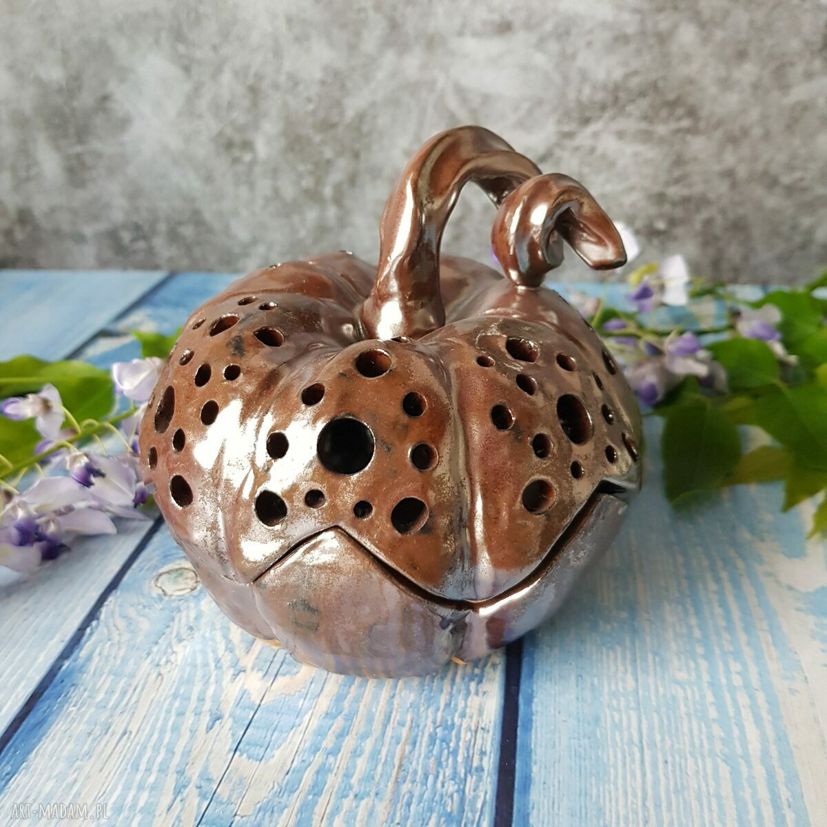 Ażurowa dynia - szkatułka ceramiczna na biżuterię
