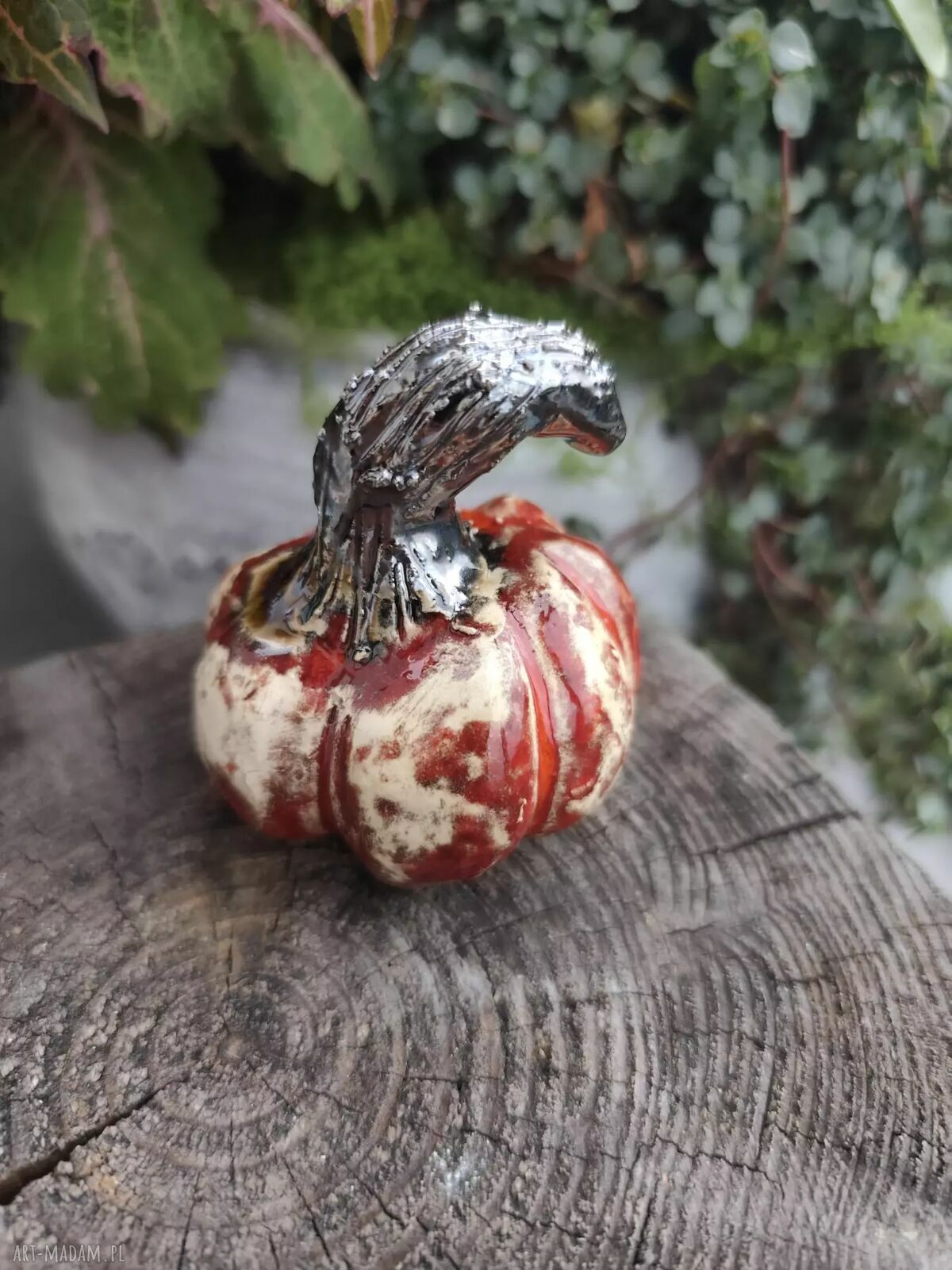 Ceramiczna dynia - ręcznie wykonana dekoracja jesienna