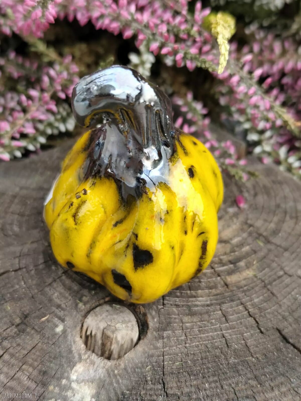 Żółta dynia ceramiczna - jesienna dekoracja handmade