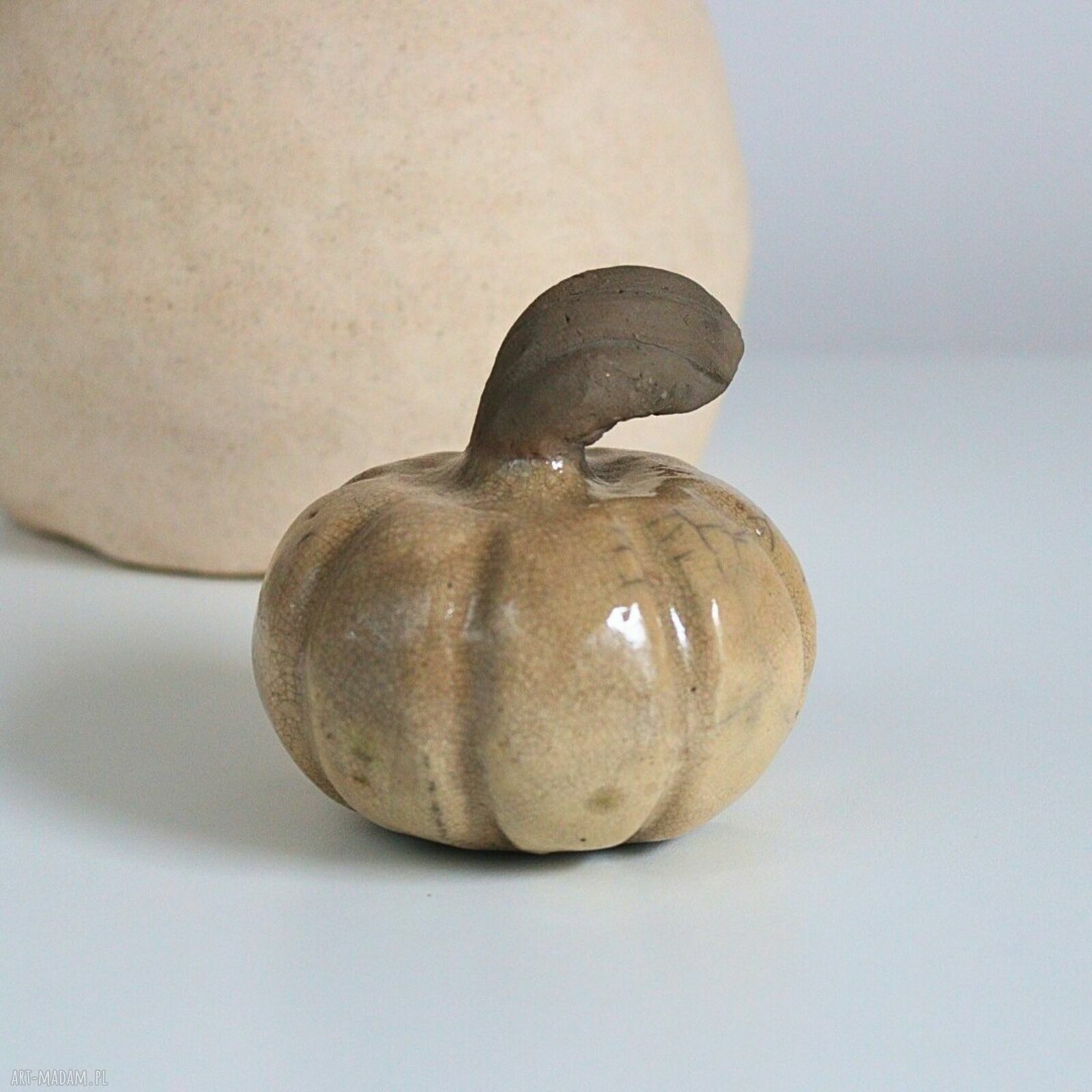 Ręcznie robiona dynia ceramiczna raku - dekoracja jesienna
