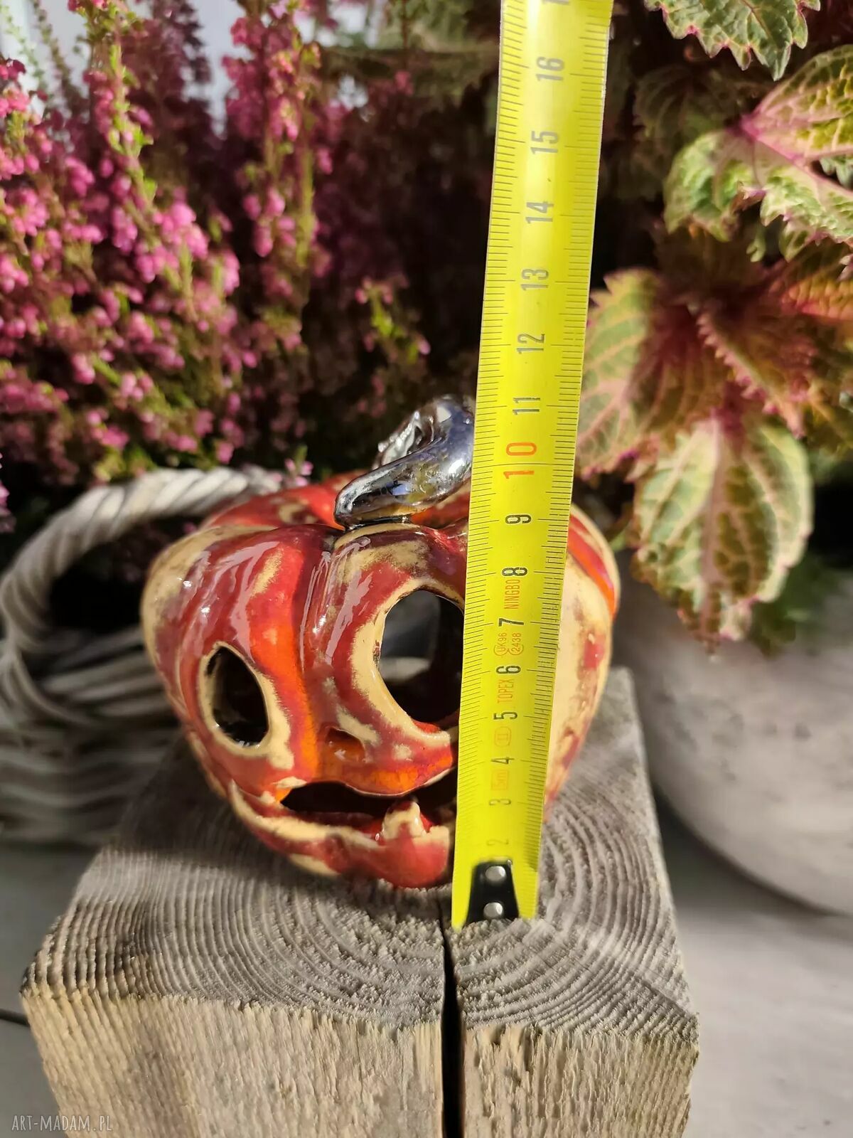 Dynia ceramiczna halloweenowa - ręcznie robiony lampion do domu