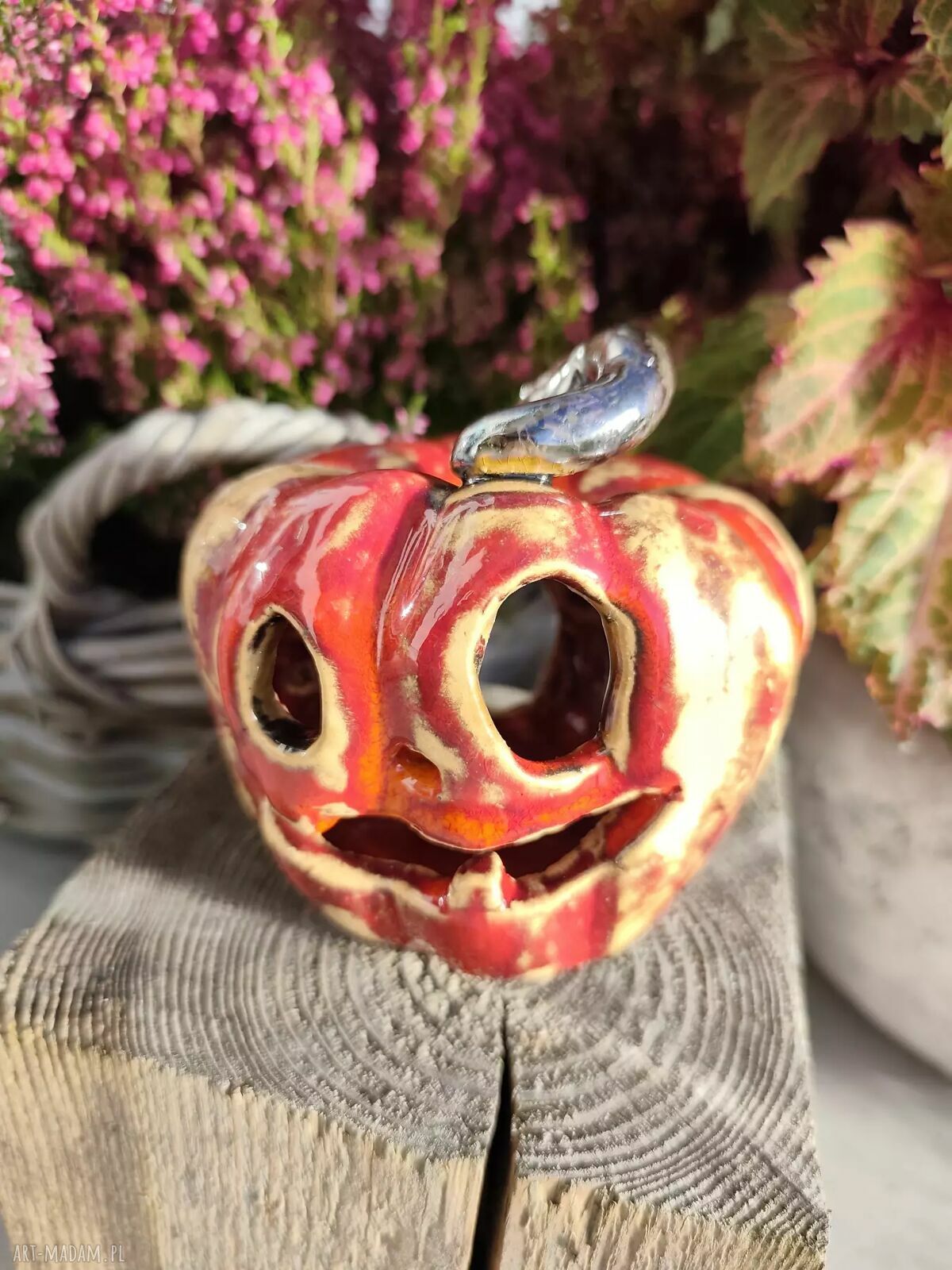 Dynia ceramiczna halloweenowa - ręcznie robiony lampion do domu