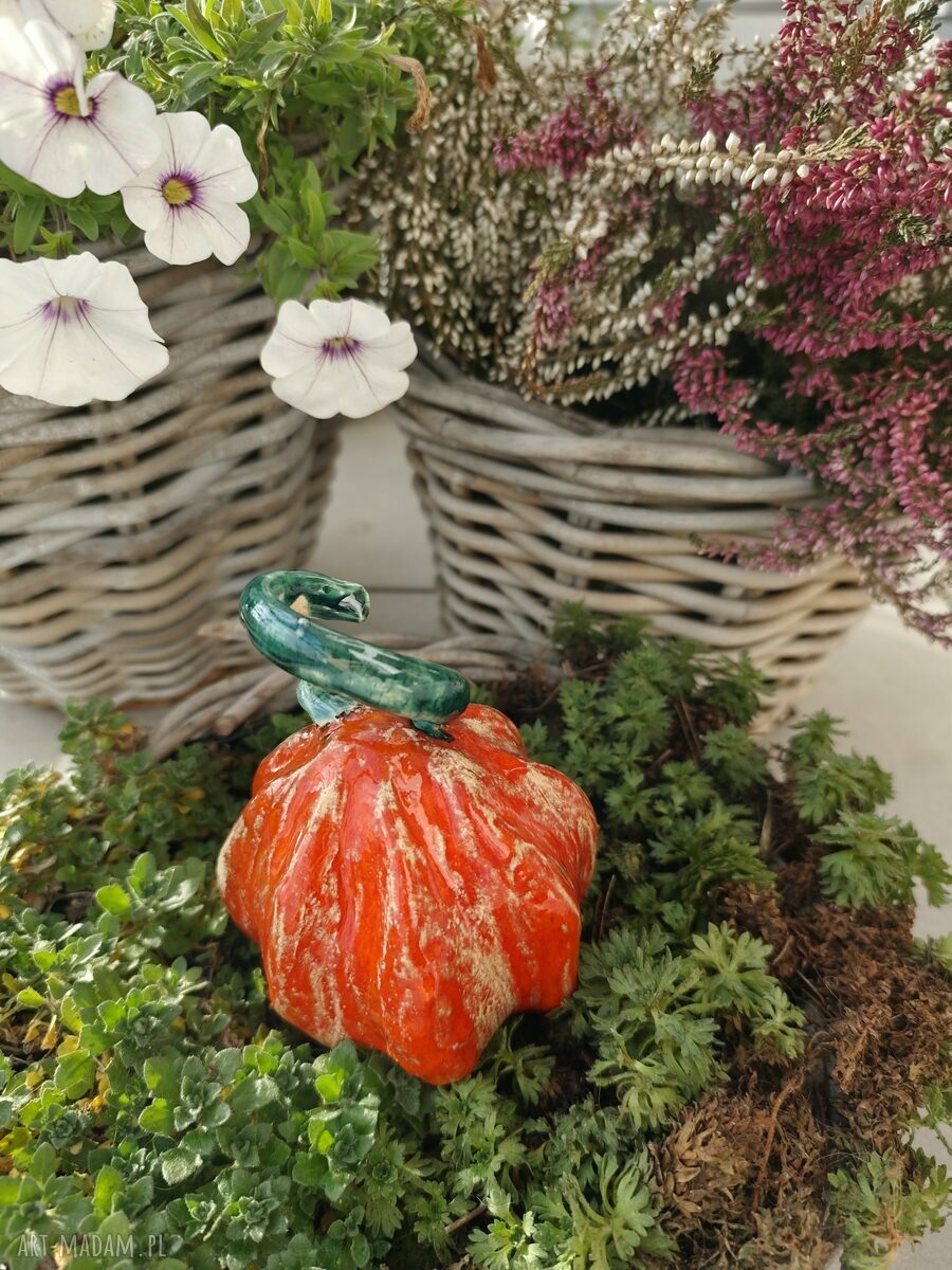 Dynia ceramiczna - jesienna ozdoba z gliny szamotowej, handmade
