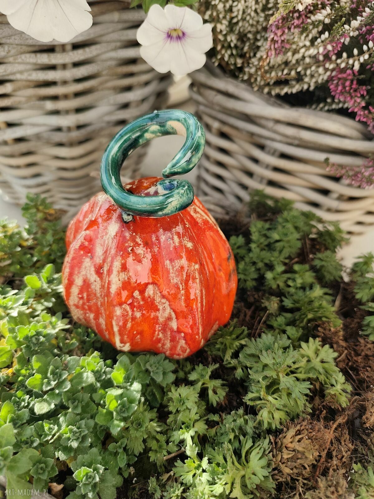 Dynia ceramiczna - jesienna ozdoba z gliny szamotowej, handmade