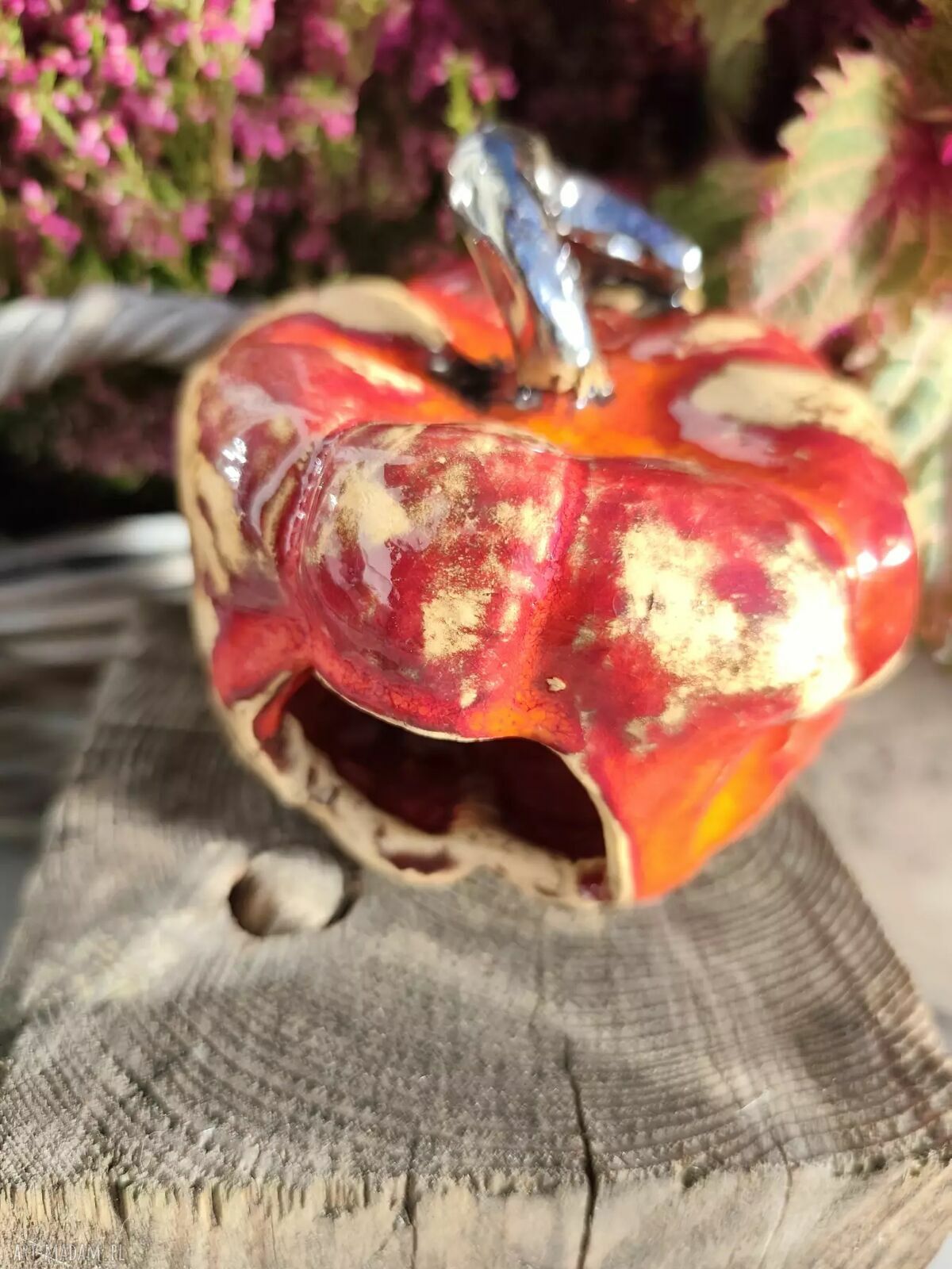 Dynia ceramiczna halloweenowa - ręcznie robiony lampion do domu