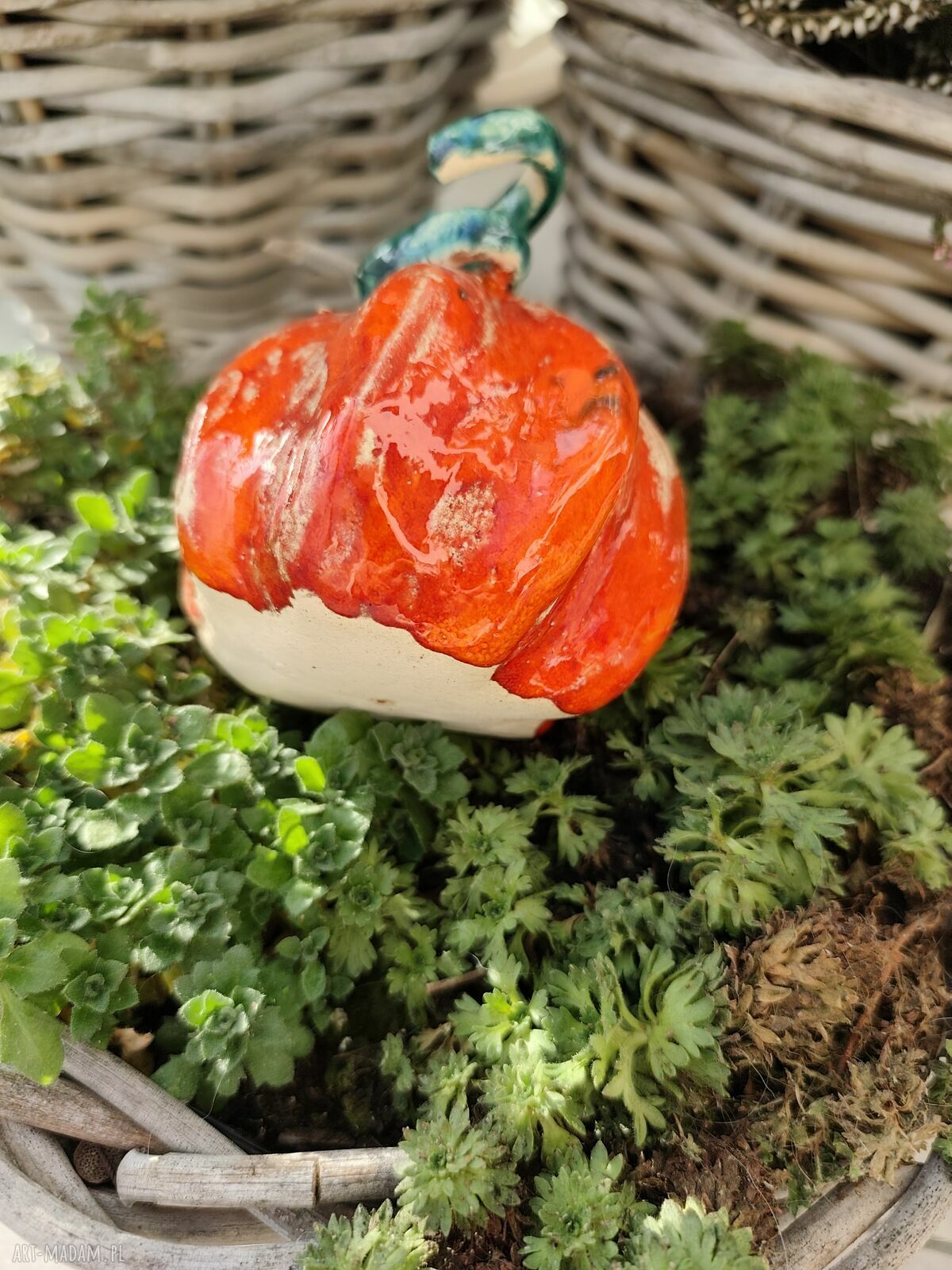 Dynia ceramiczna - jesienna ozdoba z gliny szamotowej, handmade
