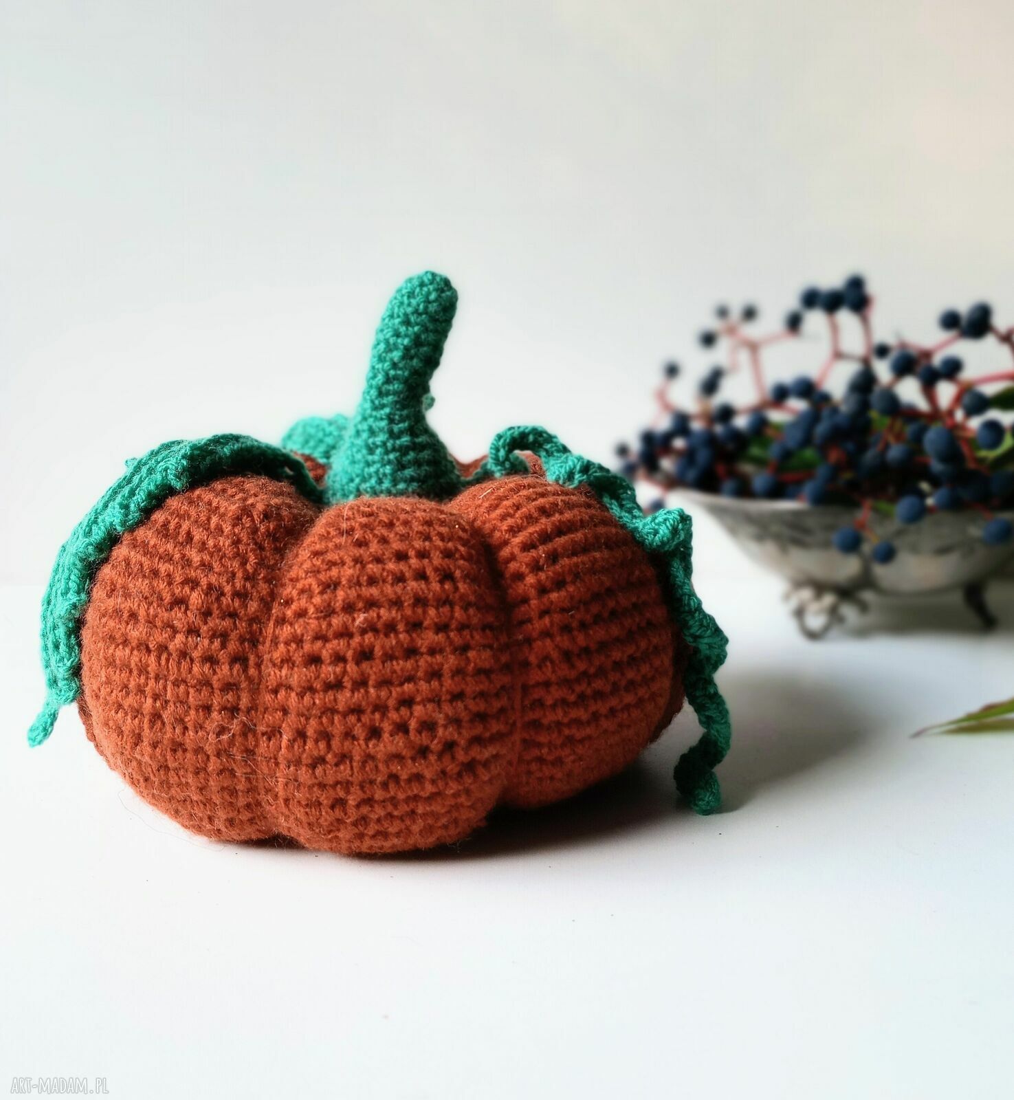 Duża szydełkowa dynia handmade - jesienna dekoracja domu