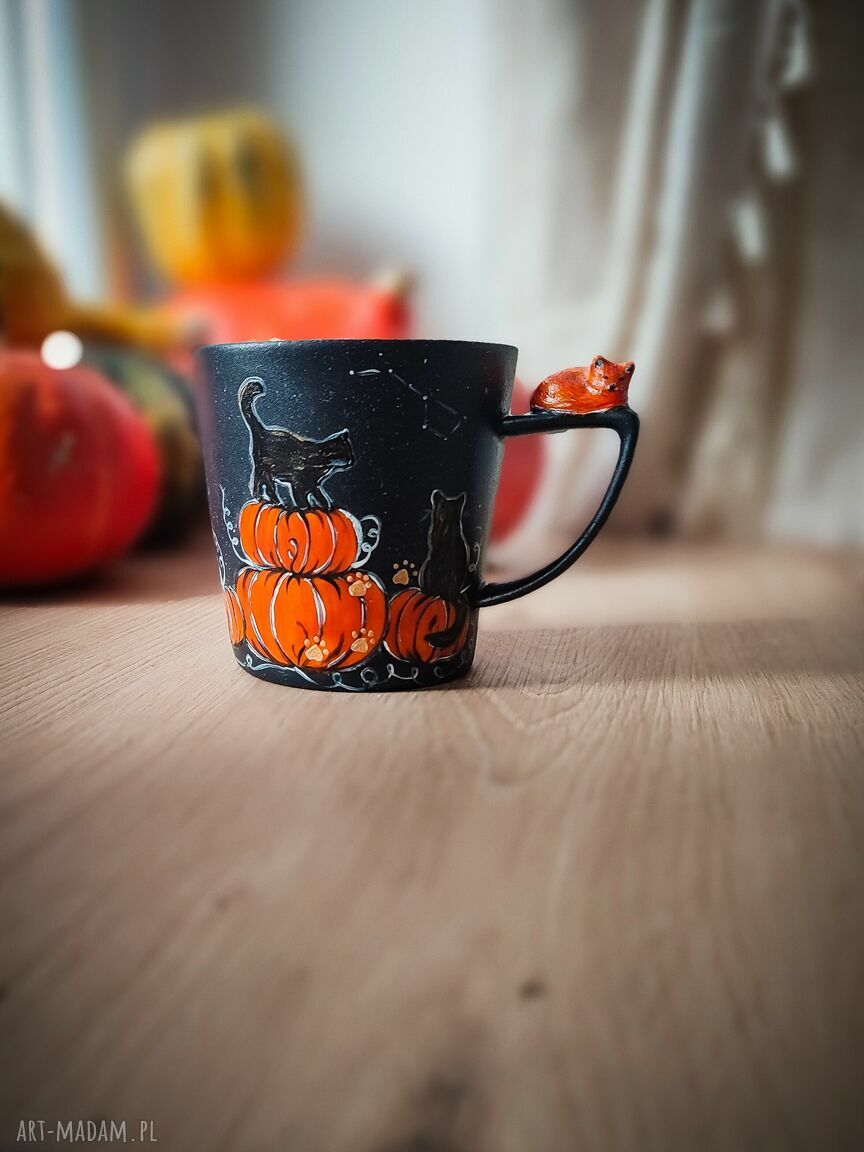 Kubek dynia kot - Halloweenowy prezent dla niej (300 ml)
