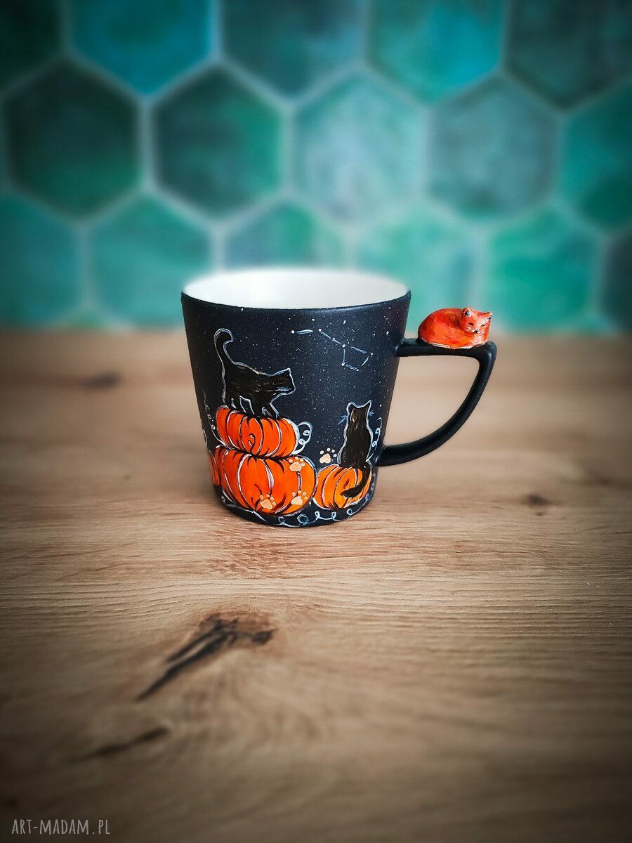 Kubek dynia kot - Halloweenowy prezent dla niej (300 ml)