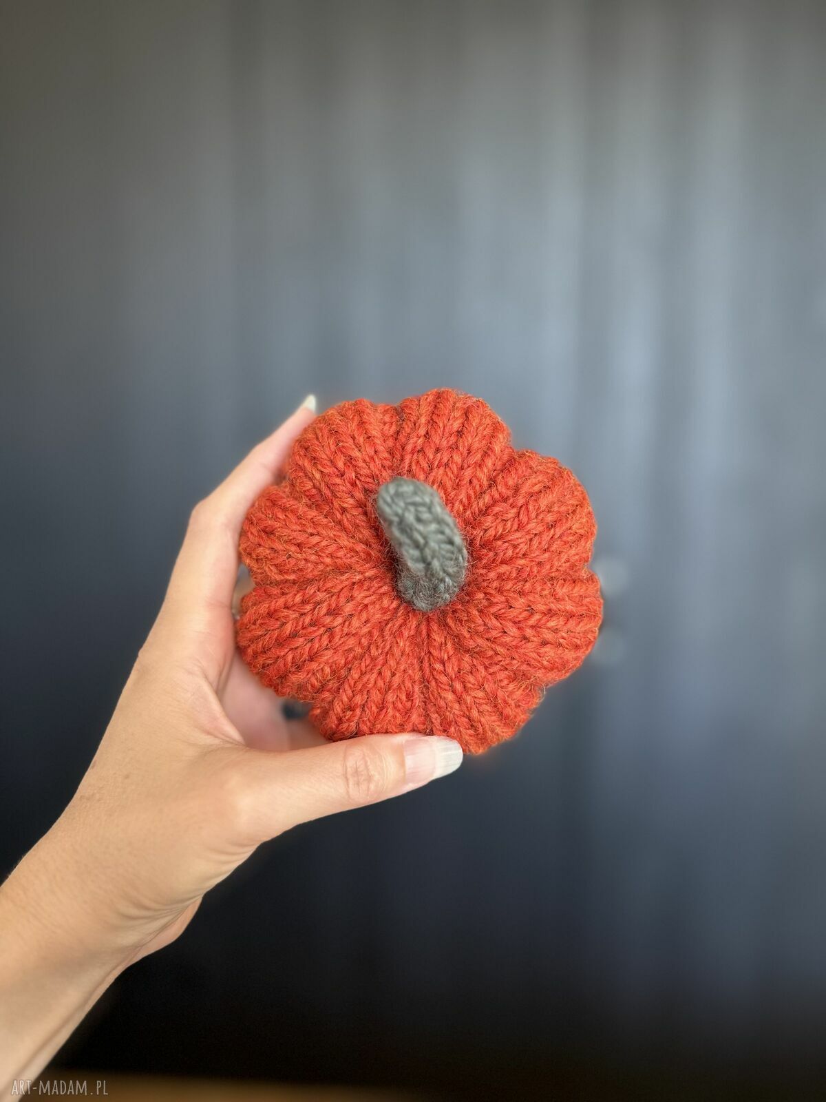 Jesienna dynia ozdobna handmade rozmiar L - wełniana dekoracja do domu