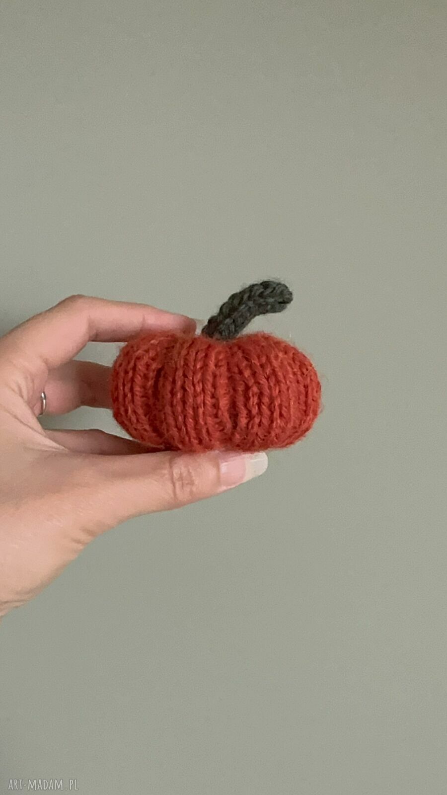 Dynia ozdobna z wełny handmade - rozmiar S, ciemnopomarańczowa