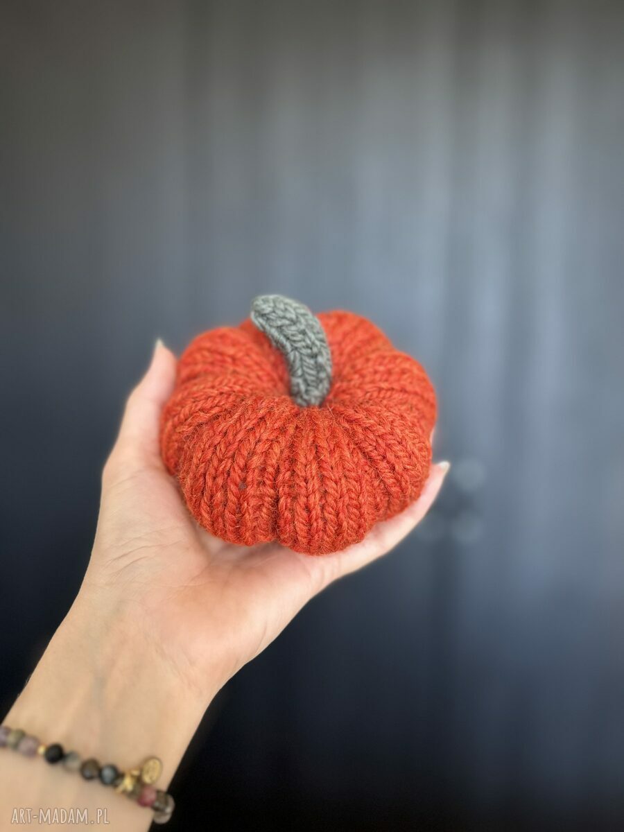 Jesienna dynia ozdobna handmade rozmiar L - wełniana dekoracja do domu