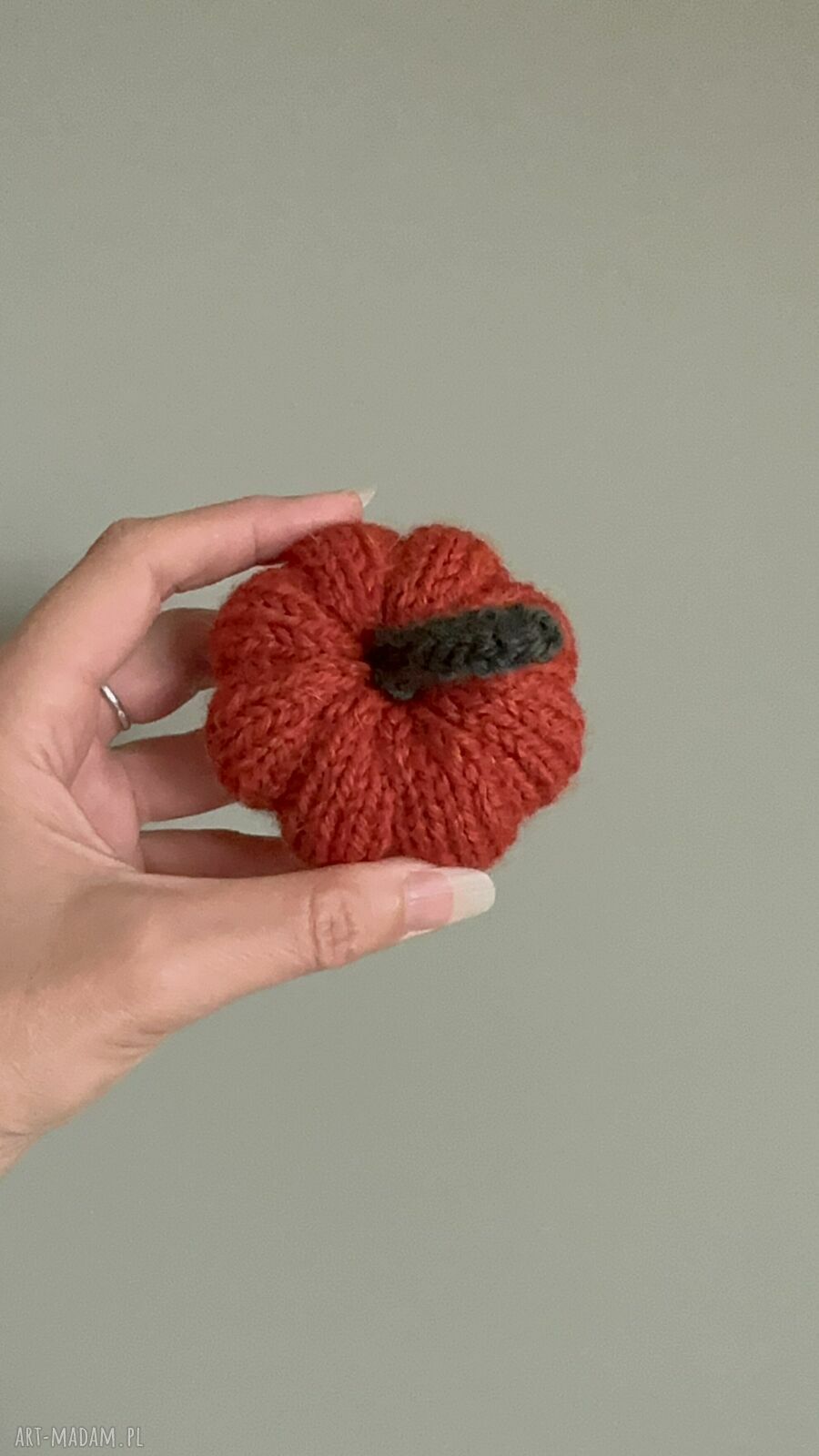 Dynia ozdobna z wełny handmade - rozmiar S, ciemnopomarańczowa