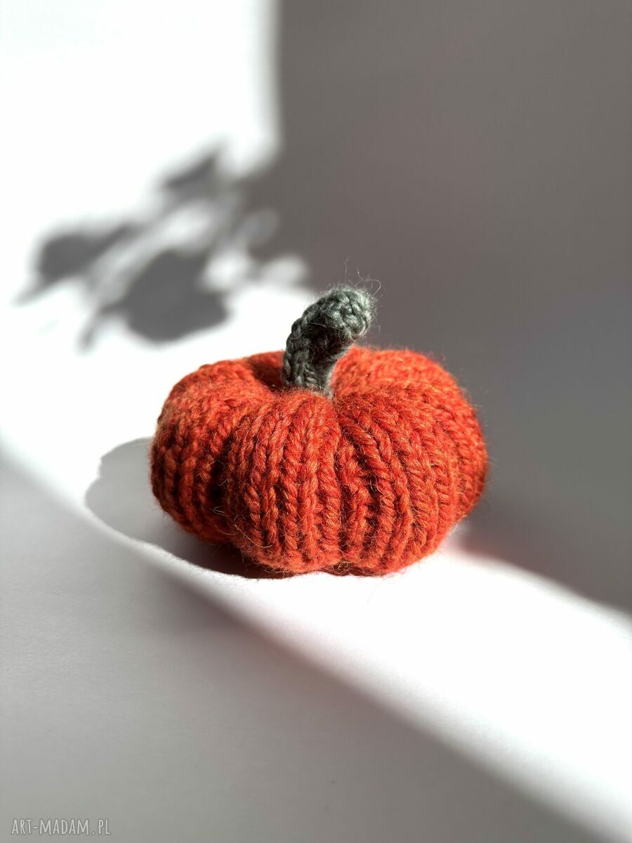 Jesienna dynia ozdobna handmade rozmiar L - wełniana dekoracja do domu