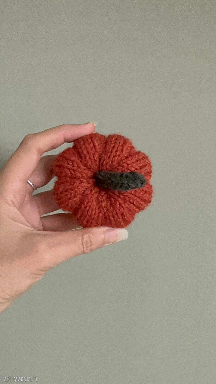 Dynia ozdobna z wełny handmade - rozmiar S, ciemnopomarańczowa