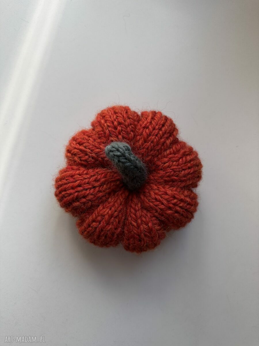 Jesienna dynia ozdobna handmade rozmiar L - wełniana dekoracja do domu
