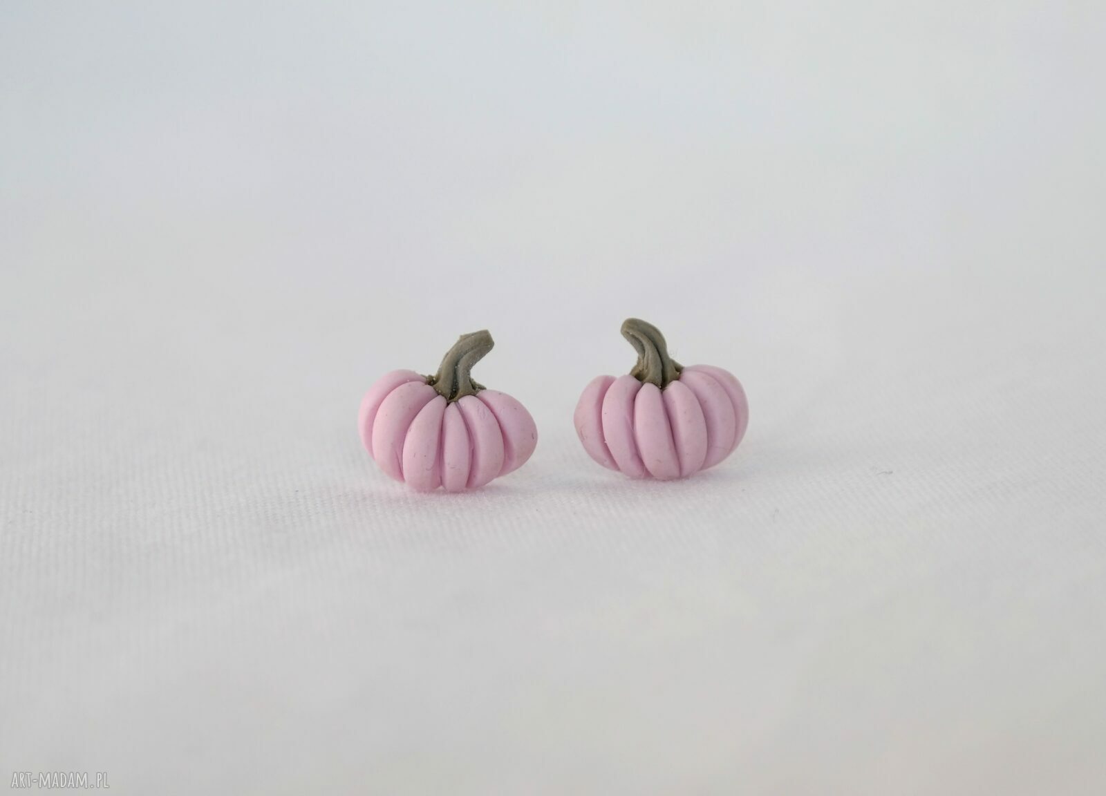 Różowe kolczyki dyniowe - jesień i Halloween, rękodzieło handmade