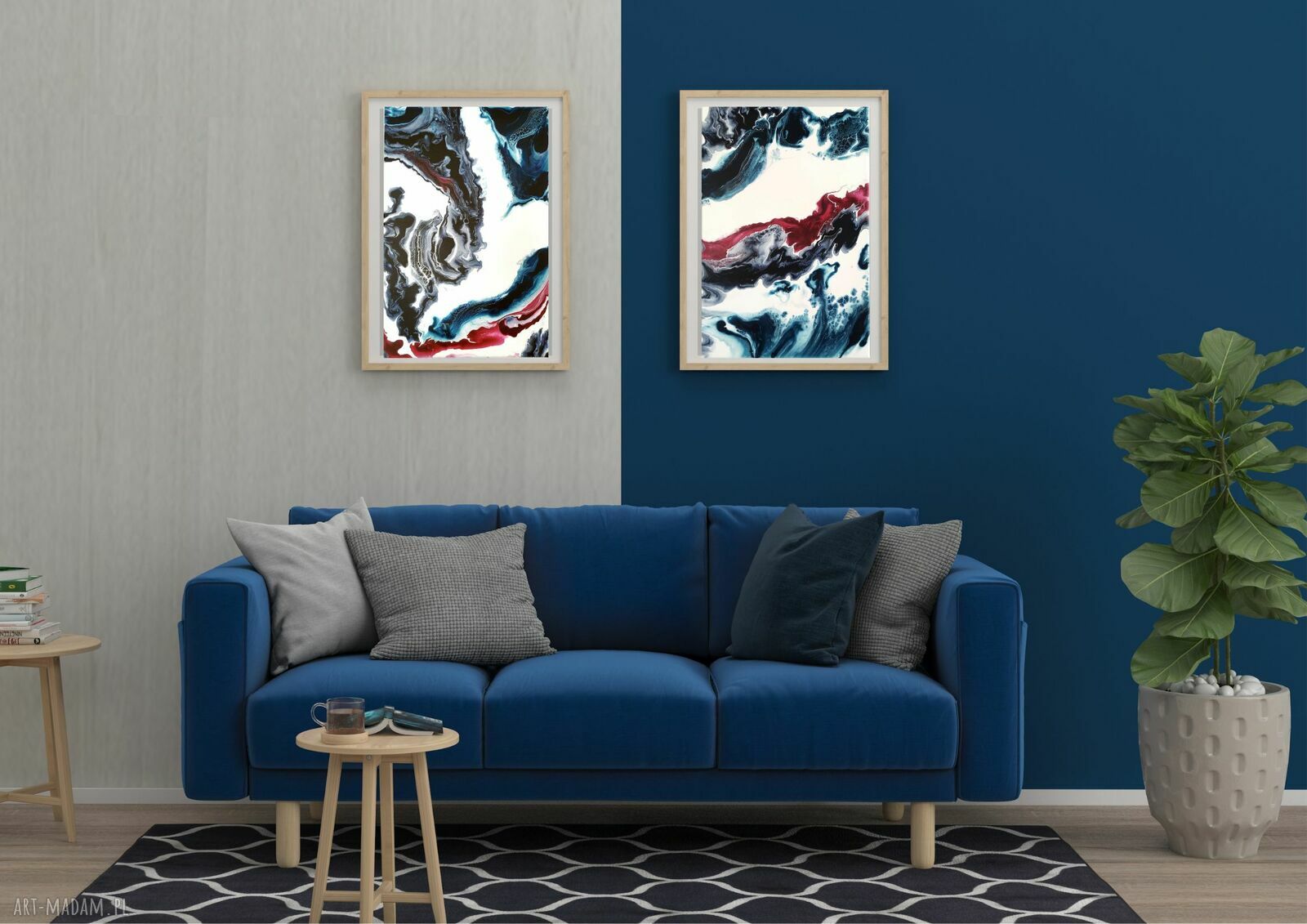 Dyptyk BOSKI 2 - ręcznie malowany akryl 2x40x60