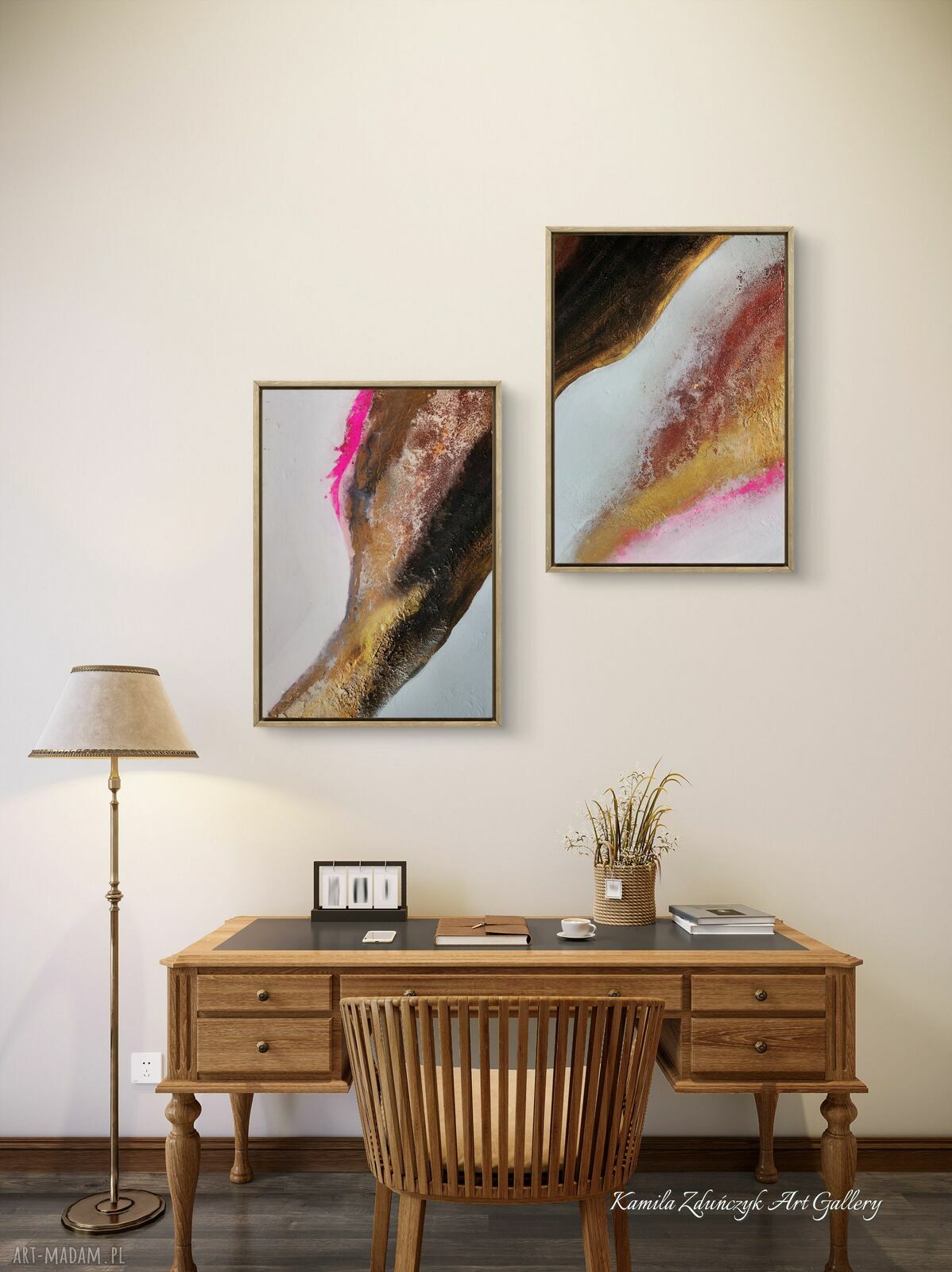 Dyptyk Calm and Strong - strukturalny obraz 2x50x70 cm do nowoczesnego wnętrza