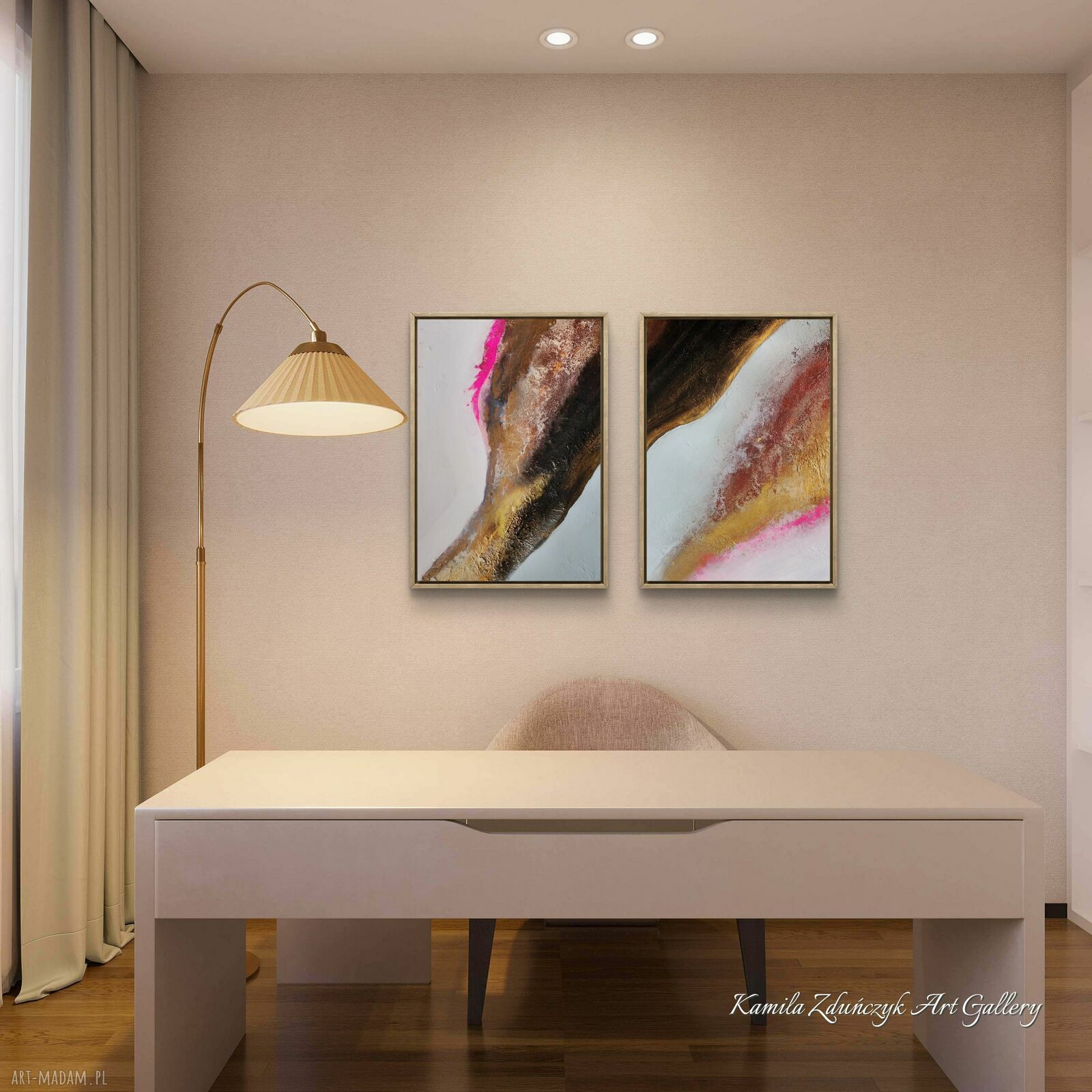 Dyptyk Calm and Strong - strukturalny obraz 2x50x70 cm do nowoczesnego wnętrza