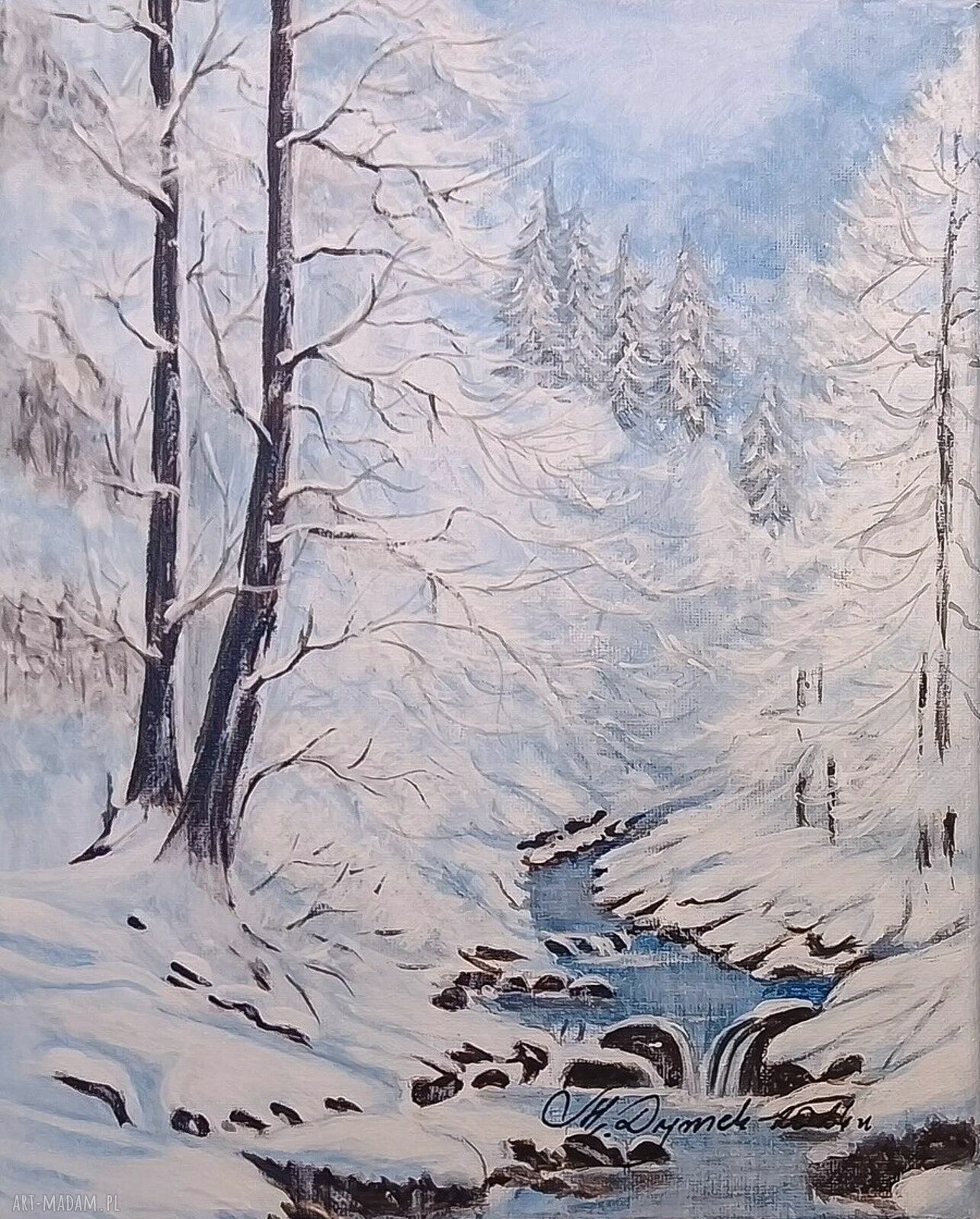 Zestaw akrylowo-olejnych obrazów - dyptyk 'Kontrast Zima-Lato' 2x30x24 cm