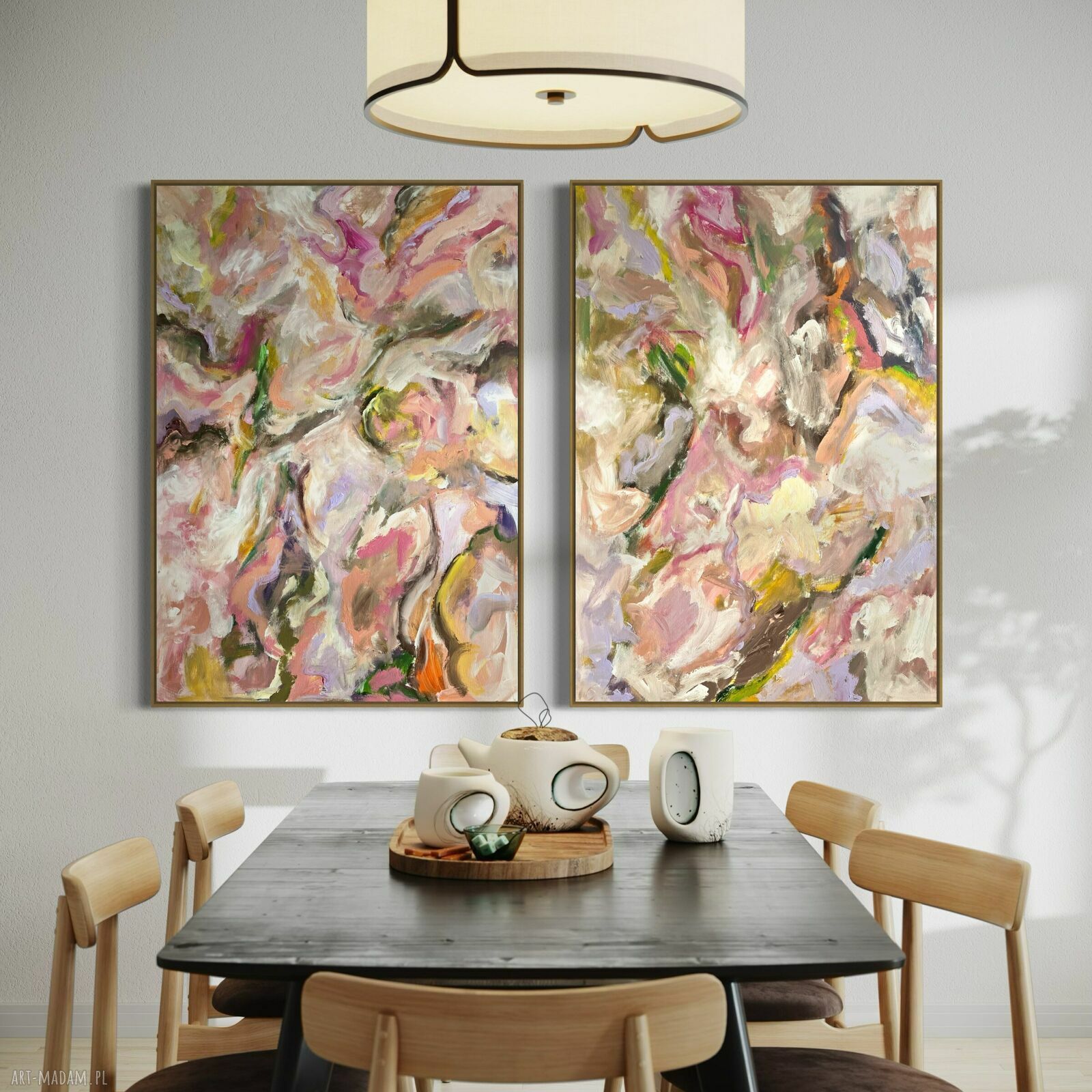Dyptyk z kolorową abstrakcją - zestaw obrazów 100x70 cm 2 szt.