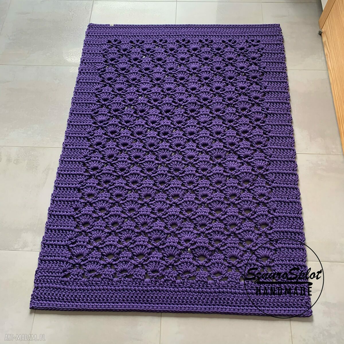 Ażurowy dywan ze sznurka bawełnianego 110x160 cm - handmade