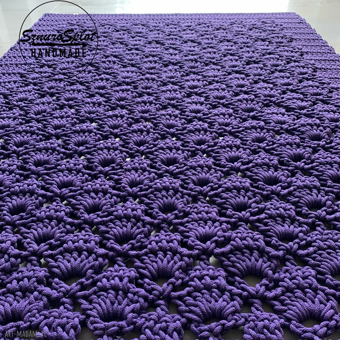 Ażurowy dywan ze sznurka bawełnianego 110x160 cm - handmade
