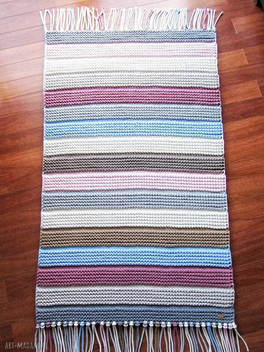 Dywan boho z sznurka bawełnianego 80x165 cm - ręcznie dziergany