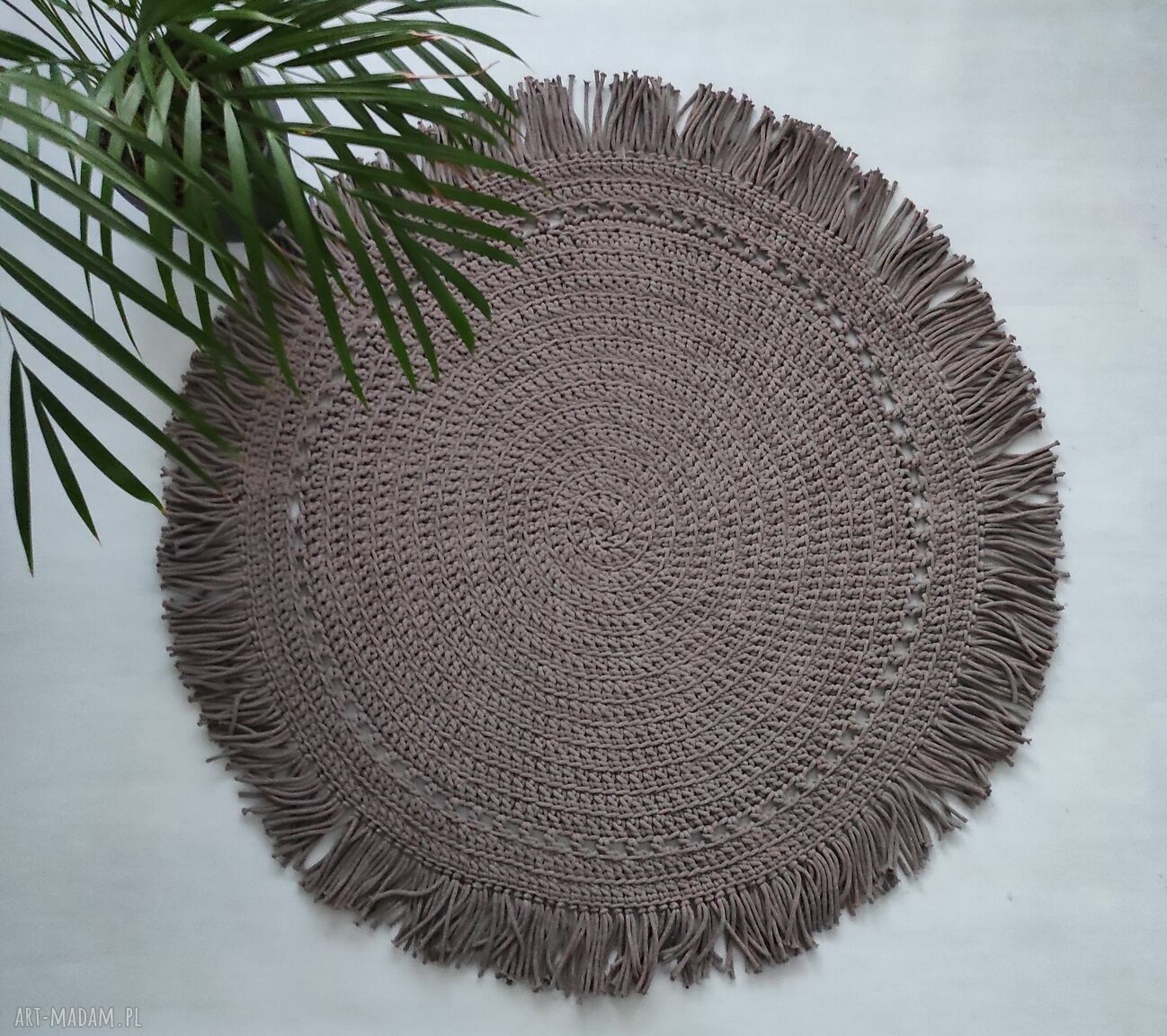 Dywan boho ze sznurka bawełnianego 120 cm - ręcznie robiony na szydełku
